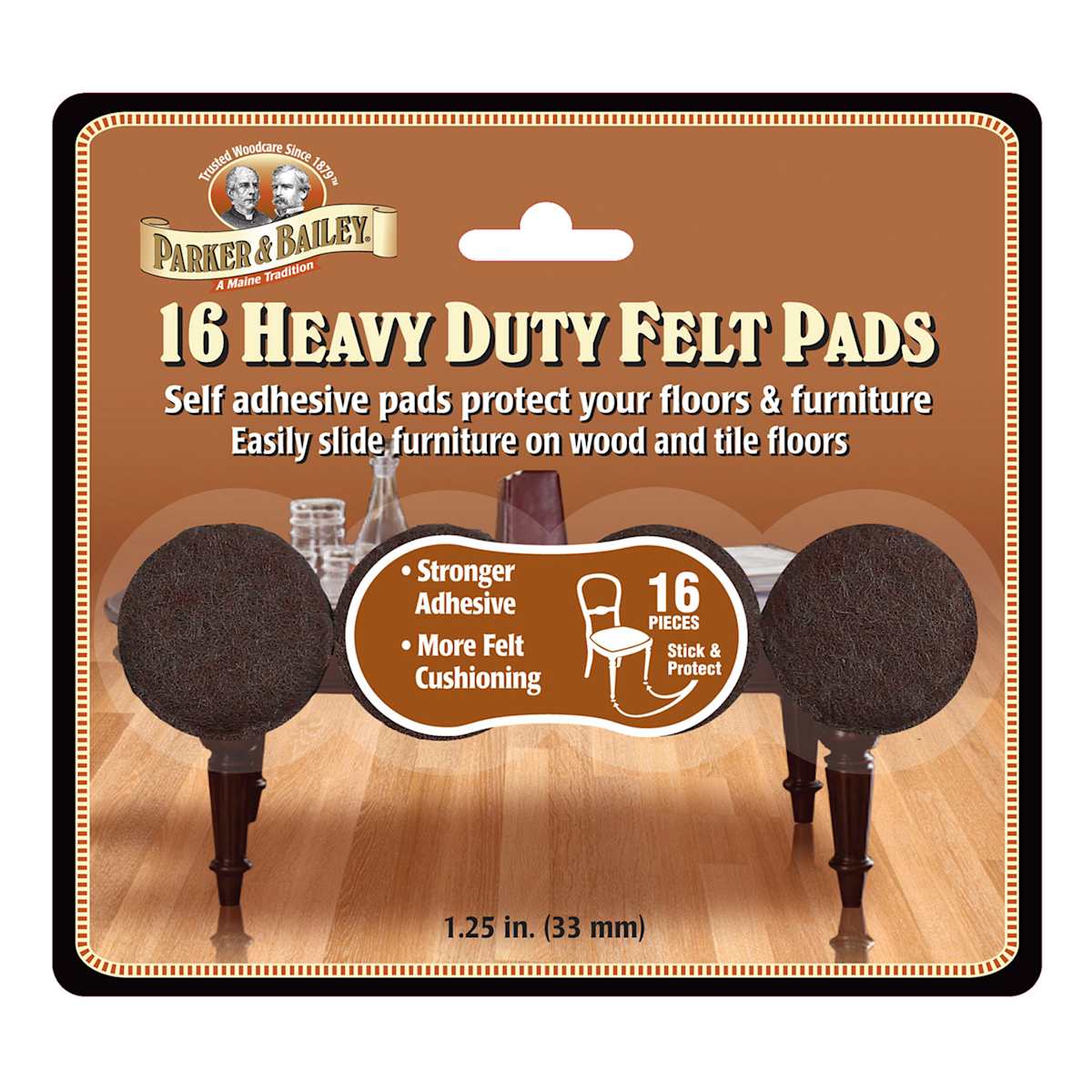 16 Pack Black Felt Furniture Pads 1.25