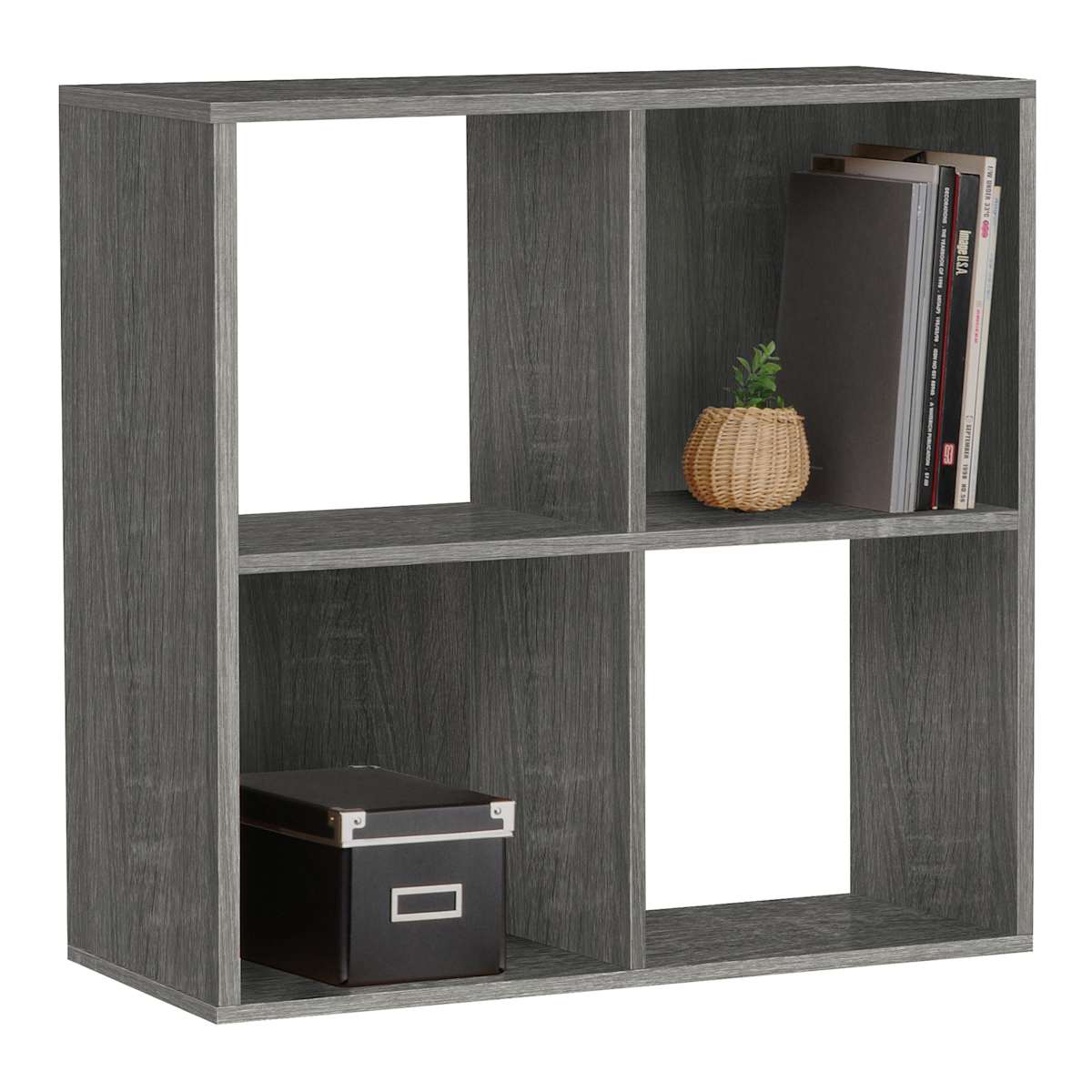 4 Cube Grey Wooden Organizer
