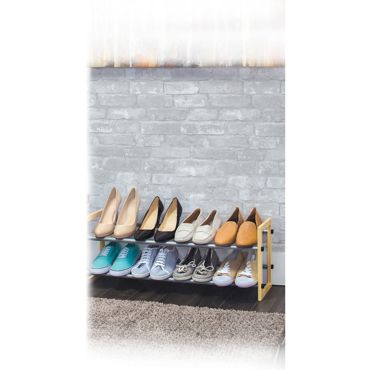 2 Tier Expandable Shoe Rack Grey