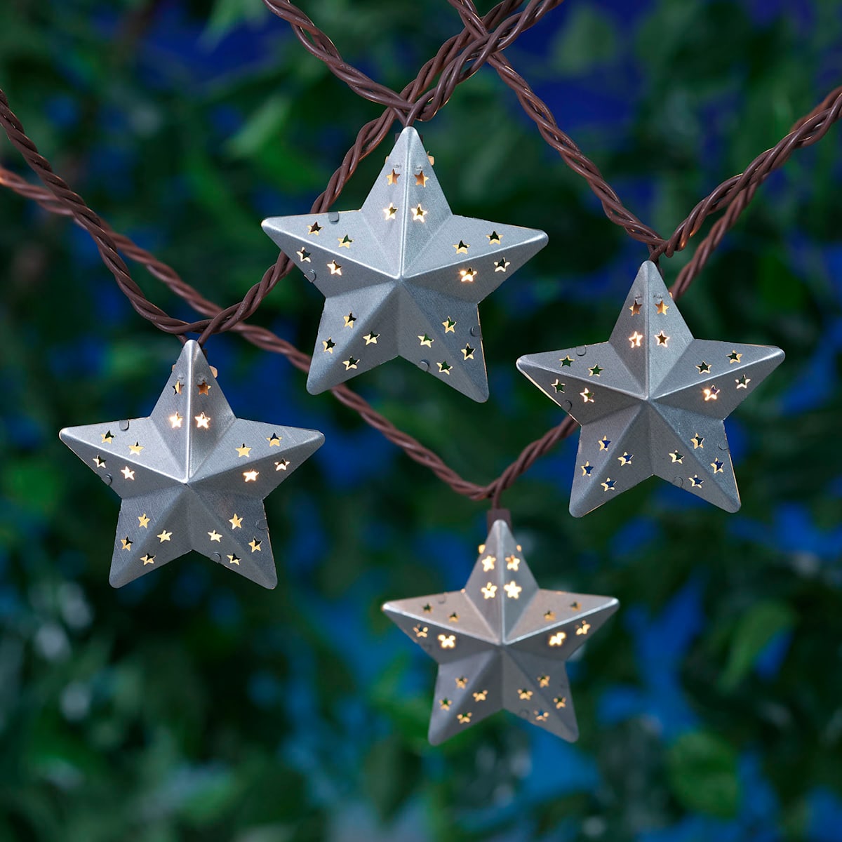 Metal star string lights top