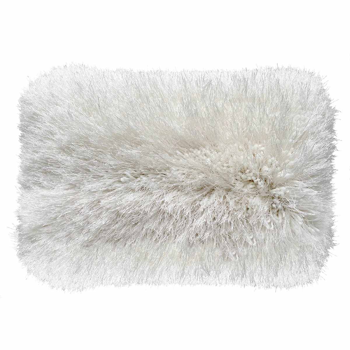 Grant White Silver Lurex Shag Throw Pillow 14x20