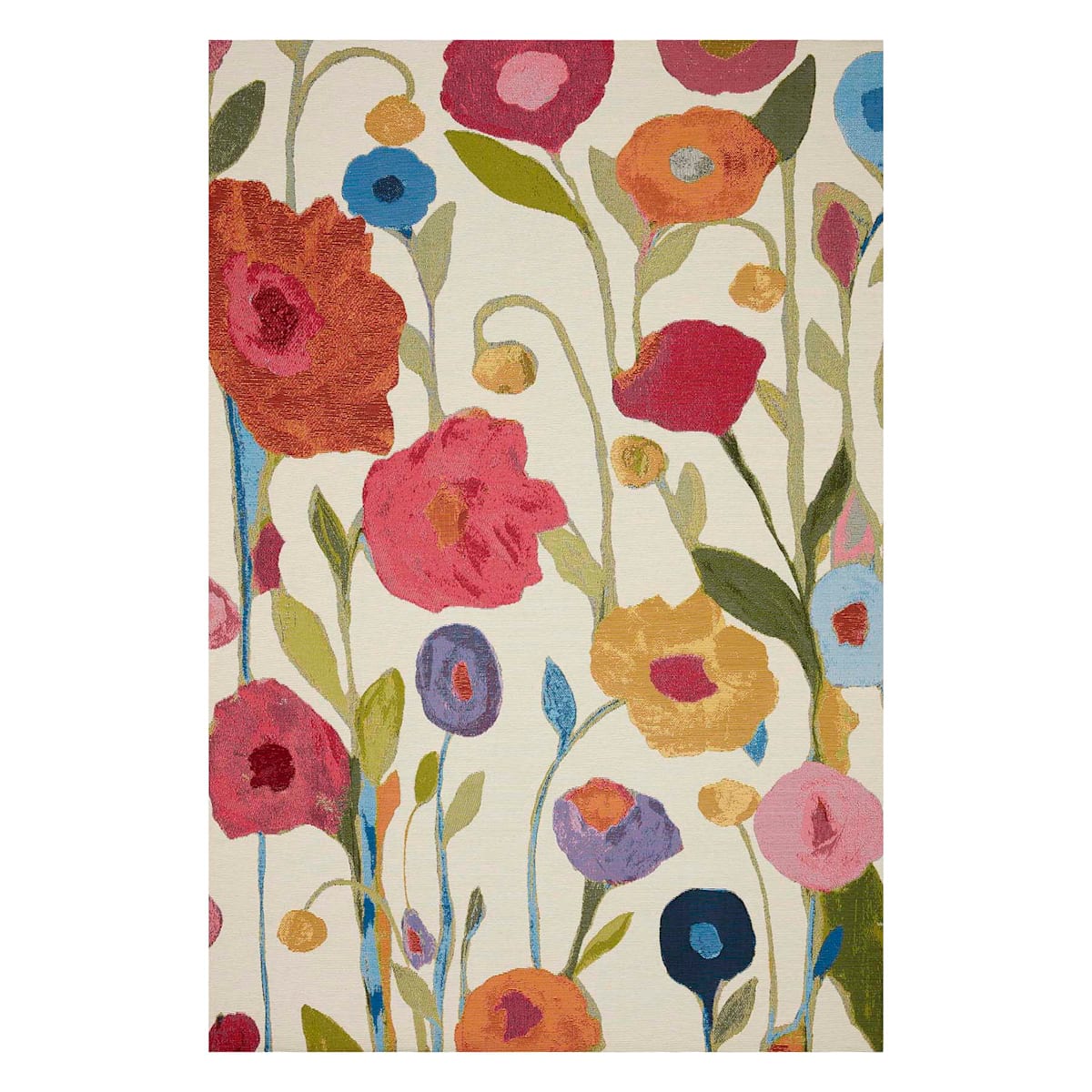 5' X 8' Red And Ivory Floral Indoor Outdoor Area Rug 5' X 8' Red And Ivory Floral Indoor Outdoor Area Rug