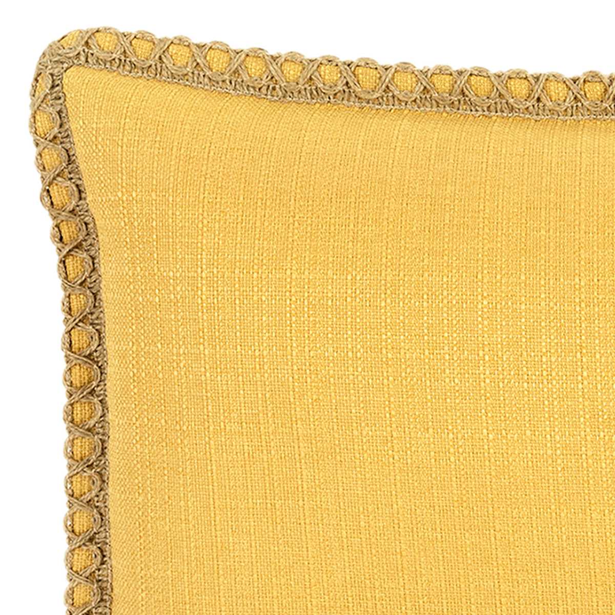 Dynasty Mustard Oblong Throw Pillow with Jute Trim 15x20