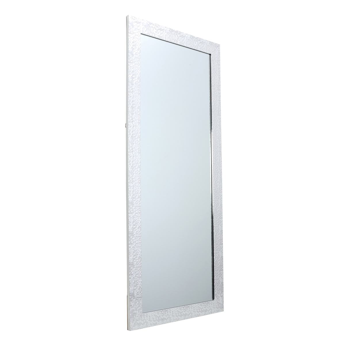 Silver Hexagon Textured Framed Leaner Mirror, 24x58