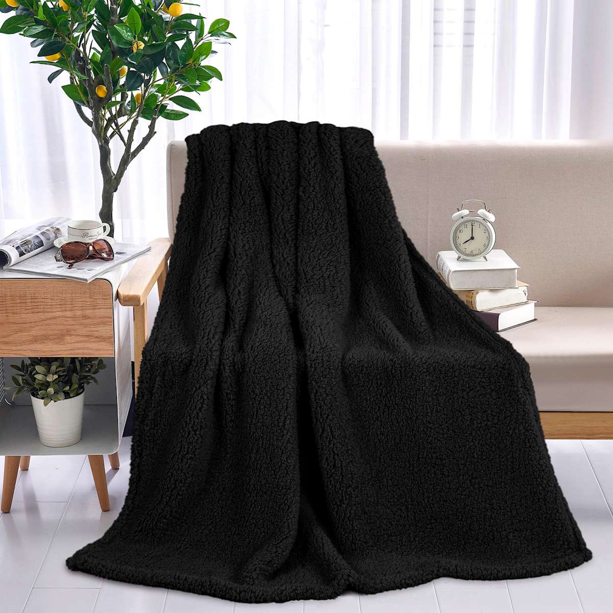 Small black throw online