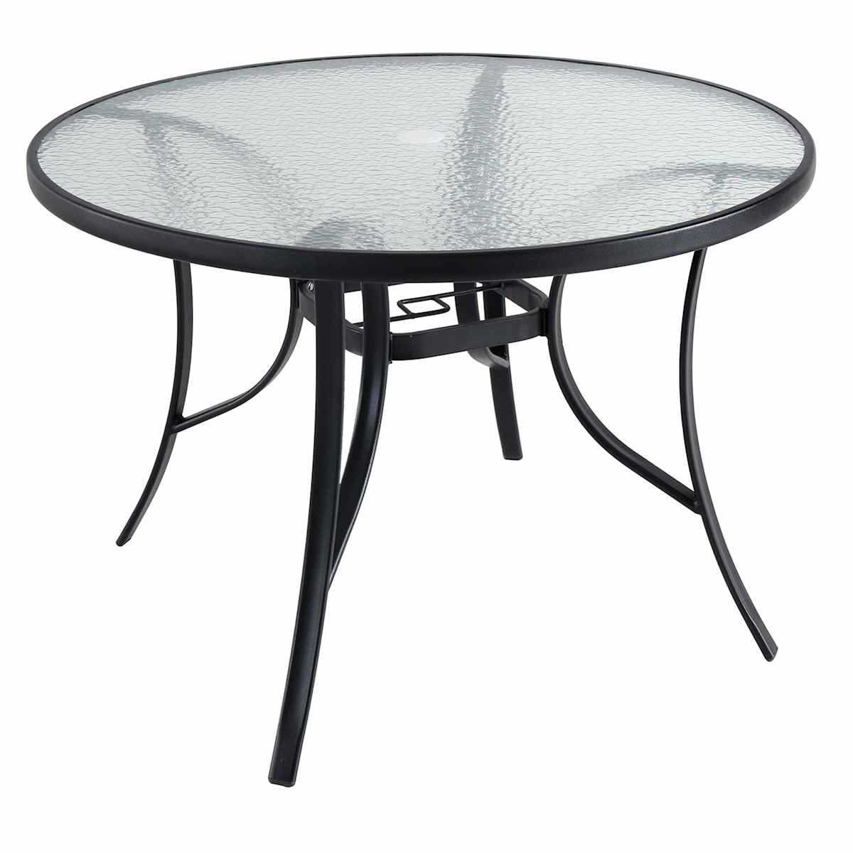 Round Water Wave Glass Top Outdoor Dining Table Black Outdoor Furniture At Home