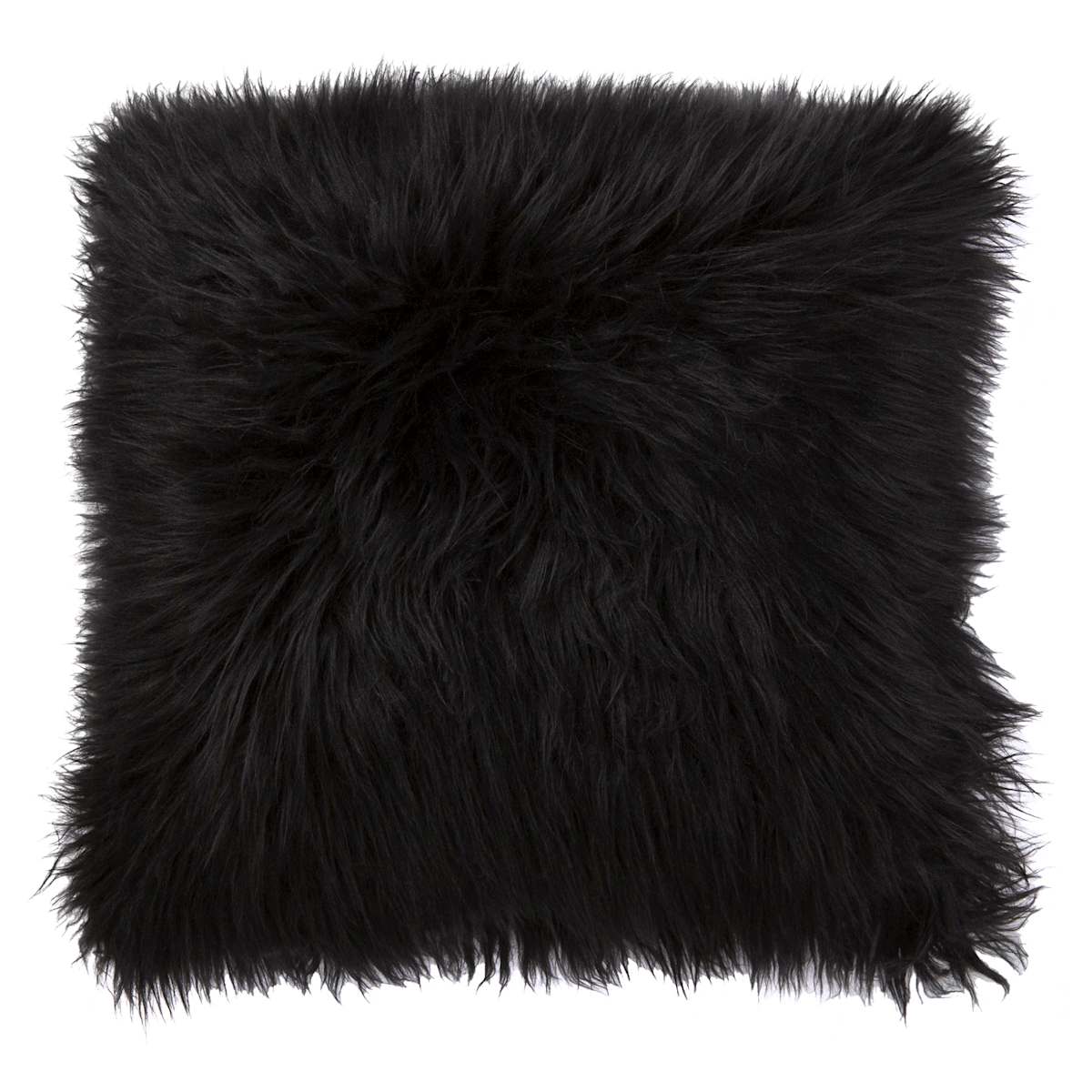 Black Angora Faux Fur Throw Pillow 24