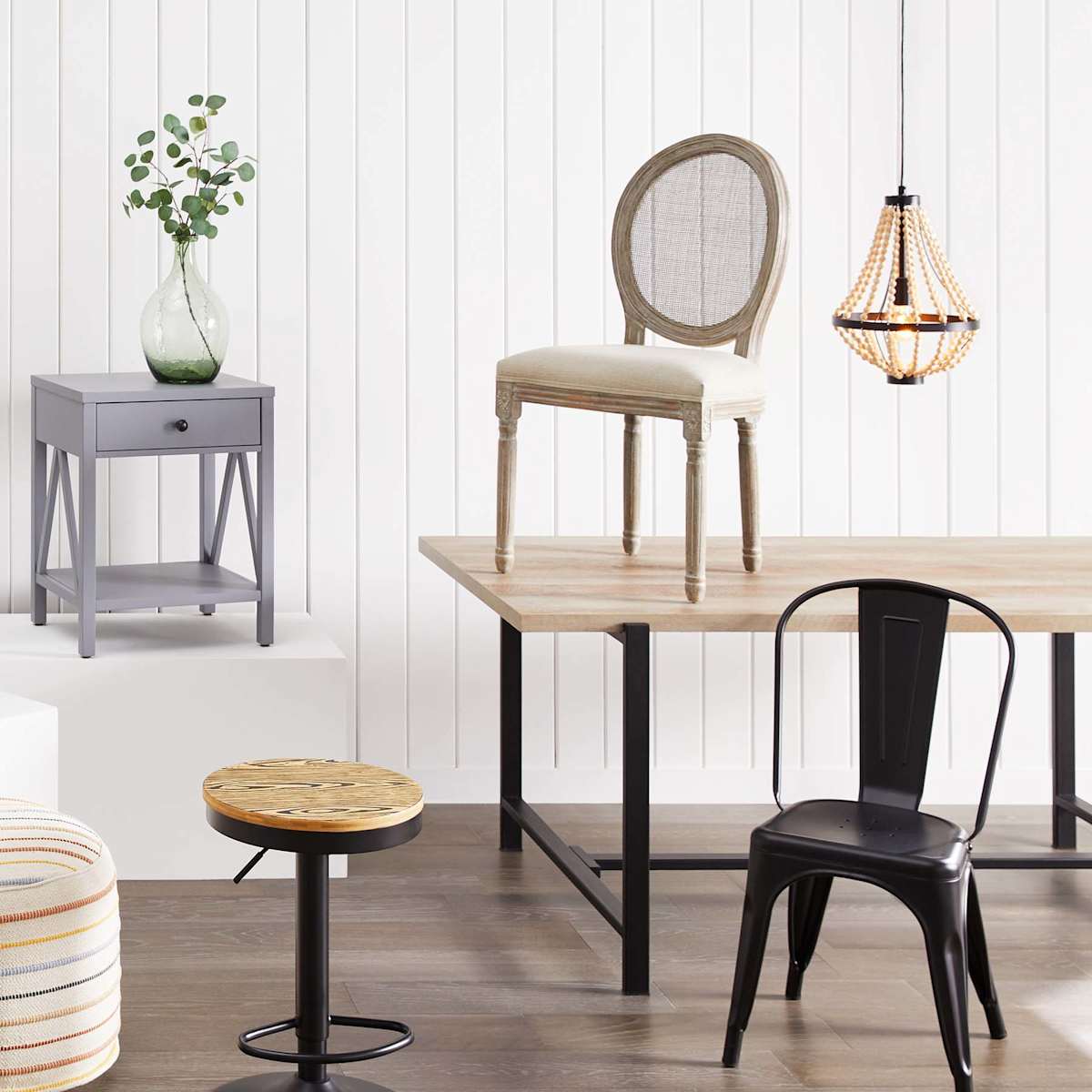 Found Fable Loggy Wood Metal Dining Table 71
