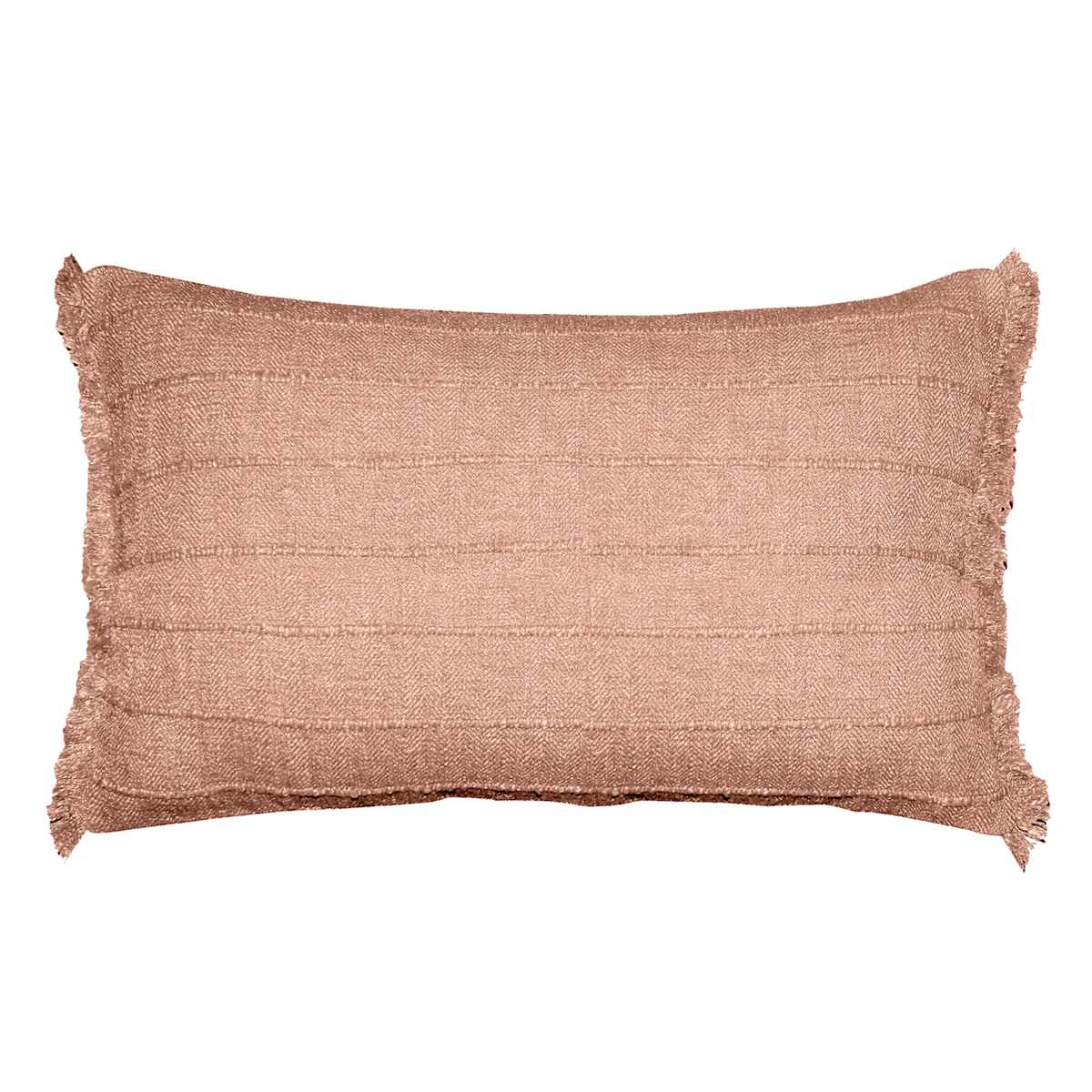 Peach Woven Fringe Throw Pillow 14x24