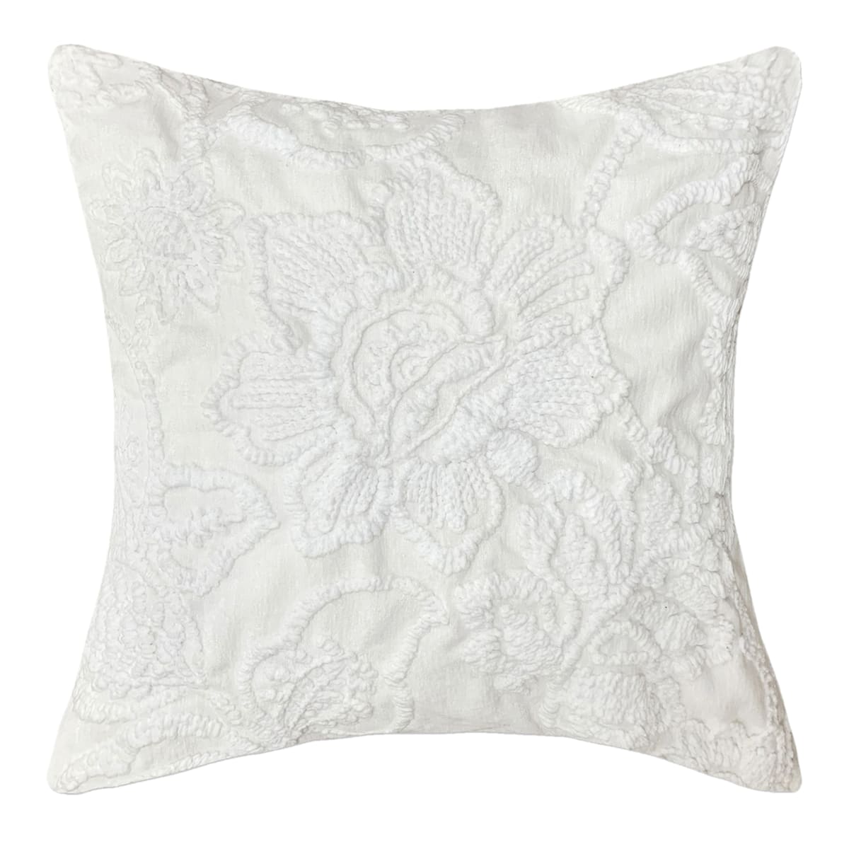 White embroidered throw pillow store