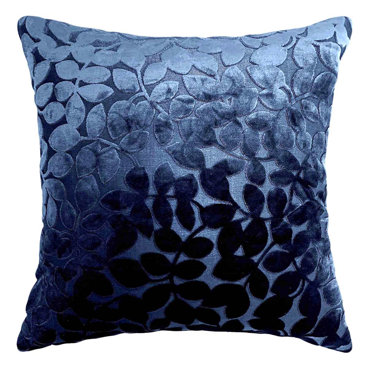 at Home Sasha Navy Blue Leaf Design Chenille Throw Pillow 18