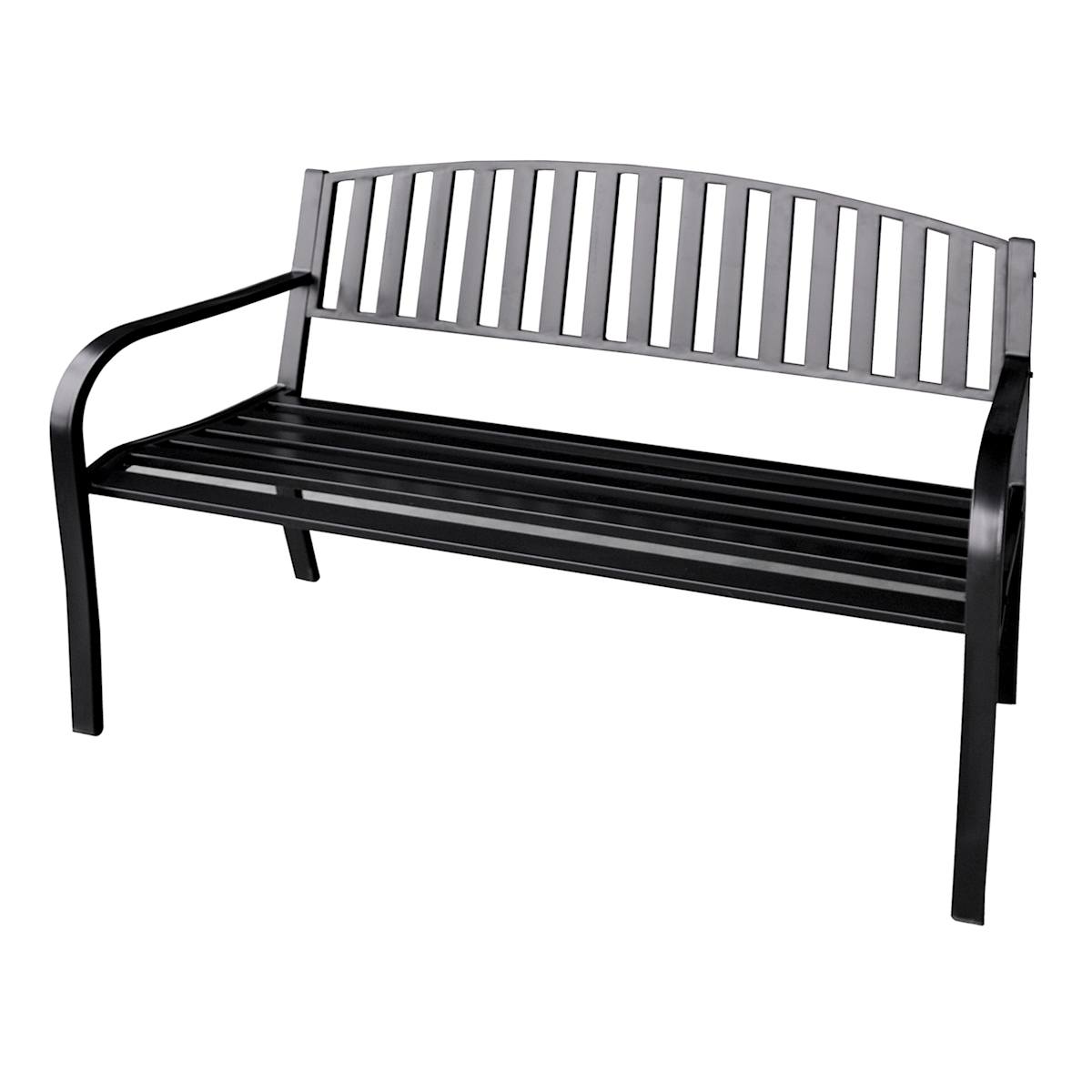 Black metal bench with back 2025