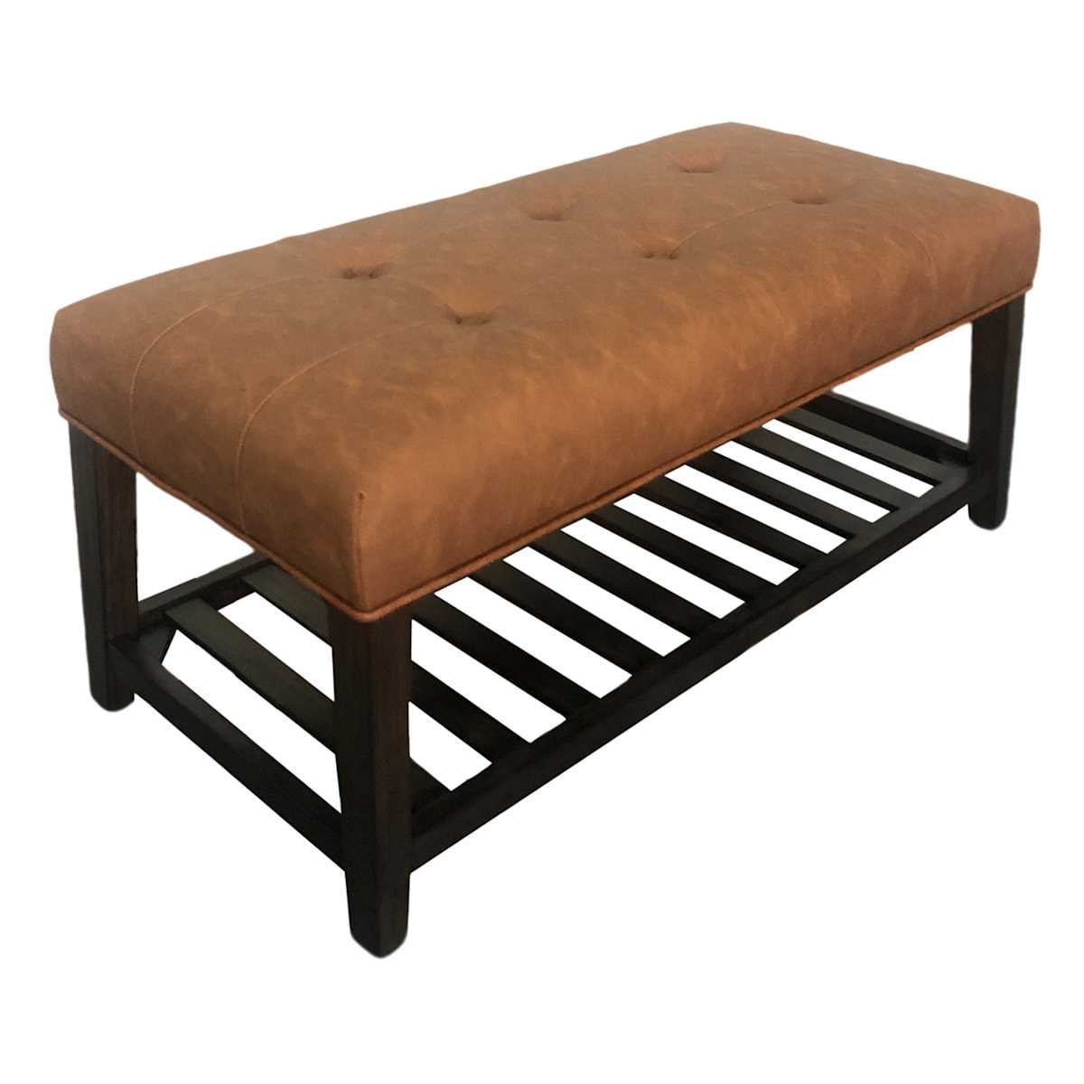 Honeybloom Collins Leather Bench Brown