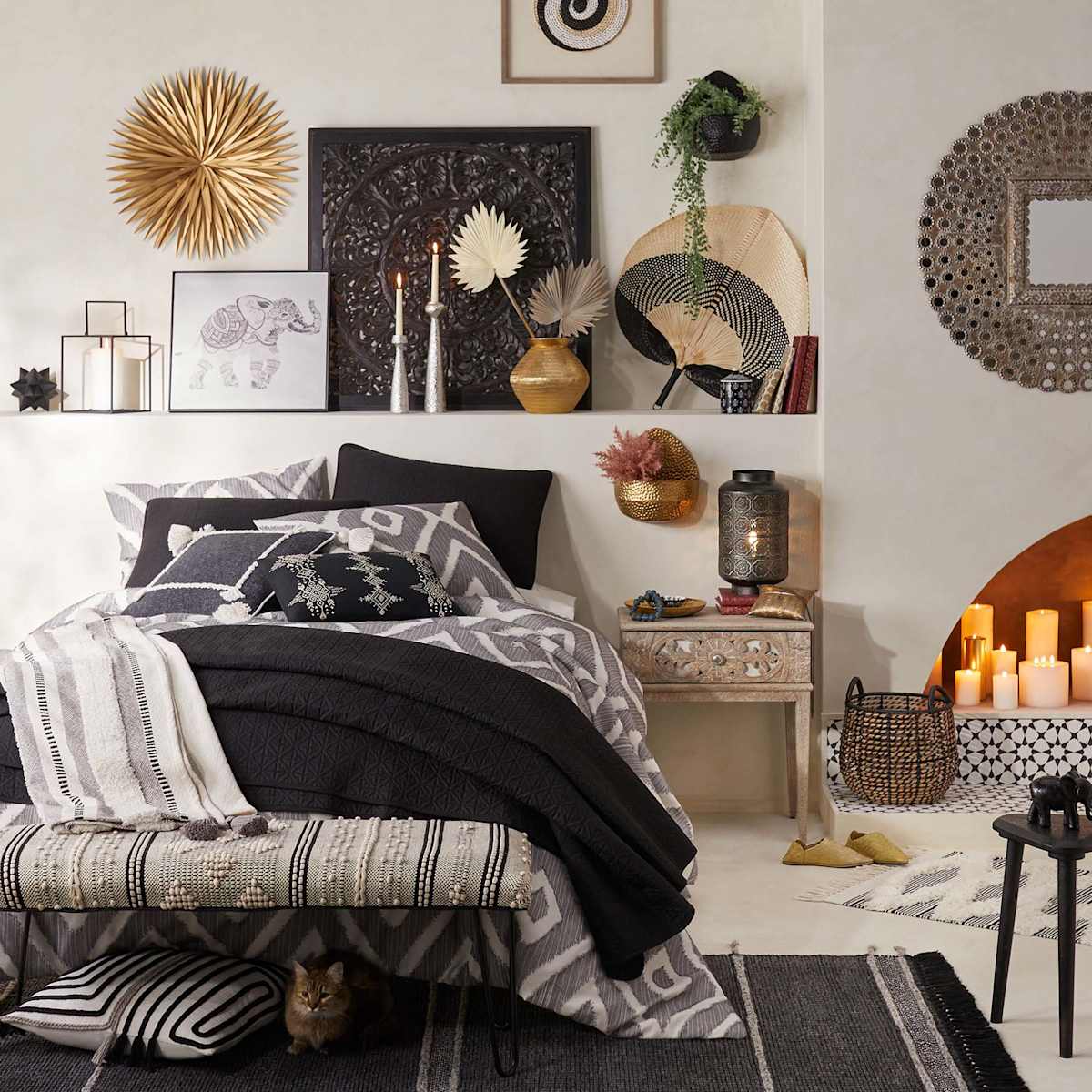 Found & Fable Black Faux Wood Carved Wall Decor, 36