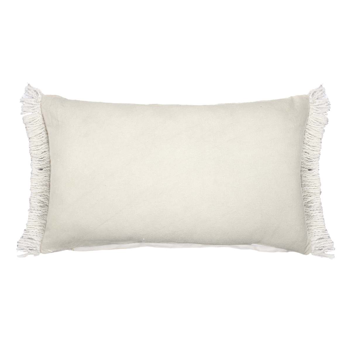 Honeybloom White Woven Fringe Throw Pillow 14x24