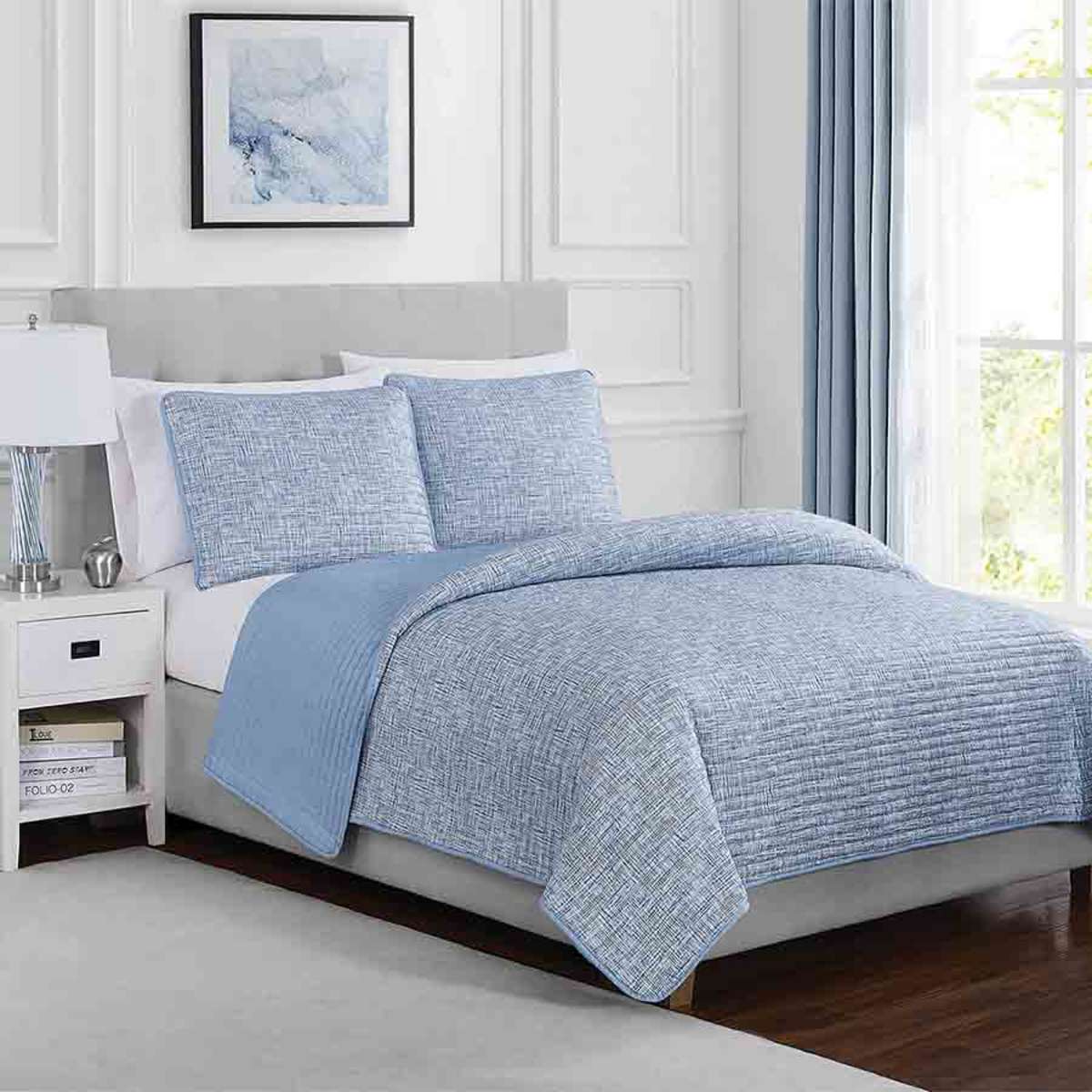 Montana 3 Piece Blue Quilt Set Full Queen