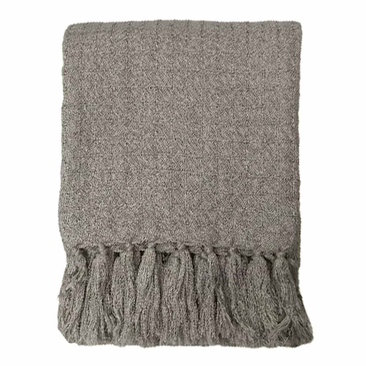 Grey Fuzzy Plaid Woven Throw Blanket 50x60