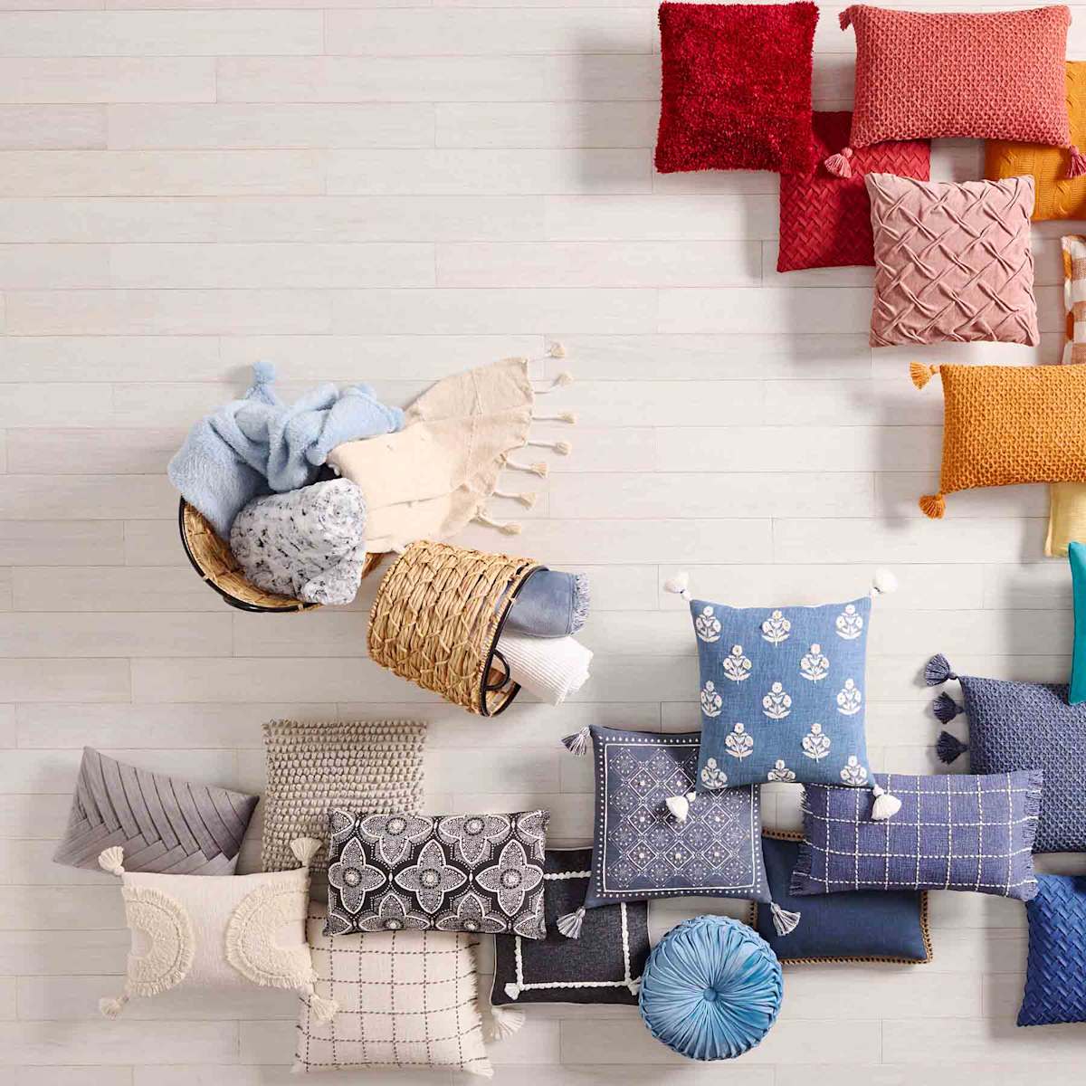 Grey Herringbone Pleat Oblong Throw Pillow 14x20