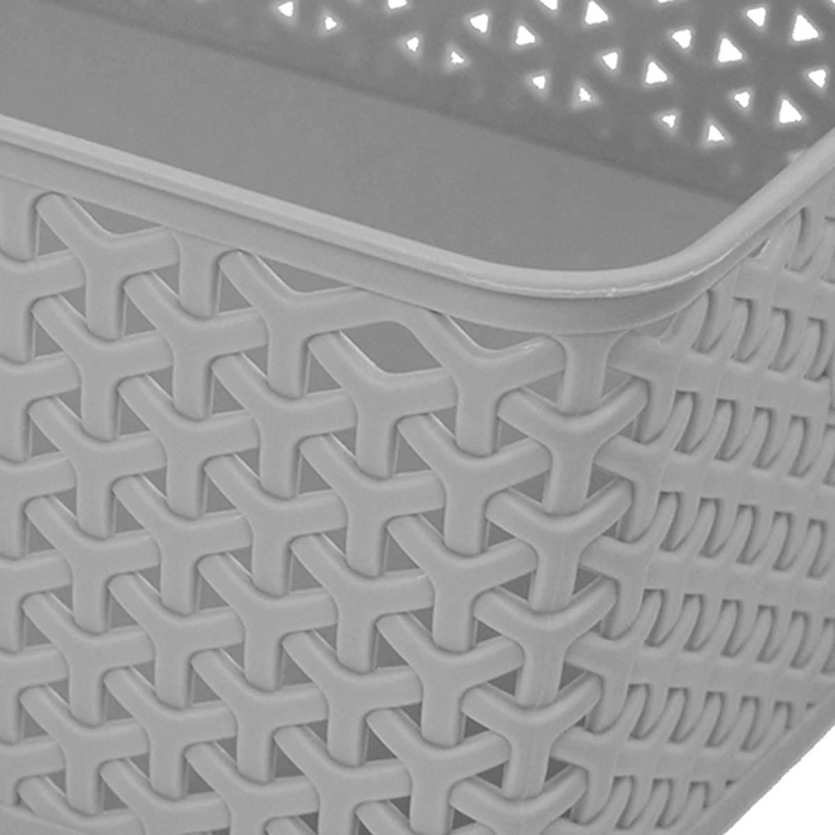 Light Grey Y-Weave Storage Basket, Medium