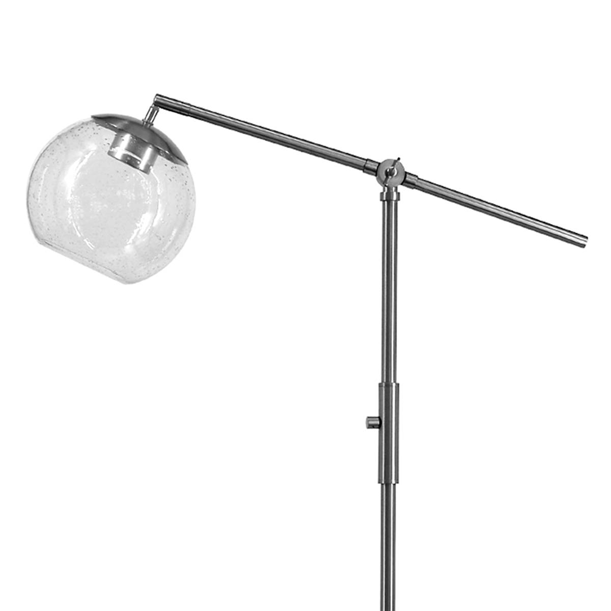 Glass Silver Task Floor Lamp with Seeded Glass Shade 59