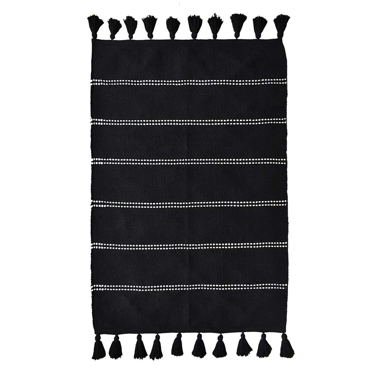 Honeybloom Black Striped Woven Accent Rug 2x4 | Striped Rugs