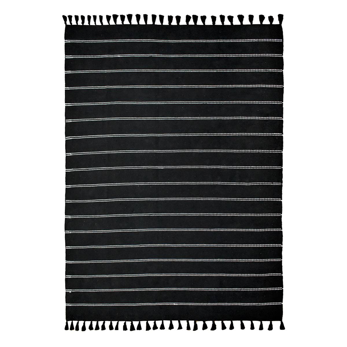 D582) Honeybloom Black Striped Woven Area Rug, 8x10
