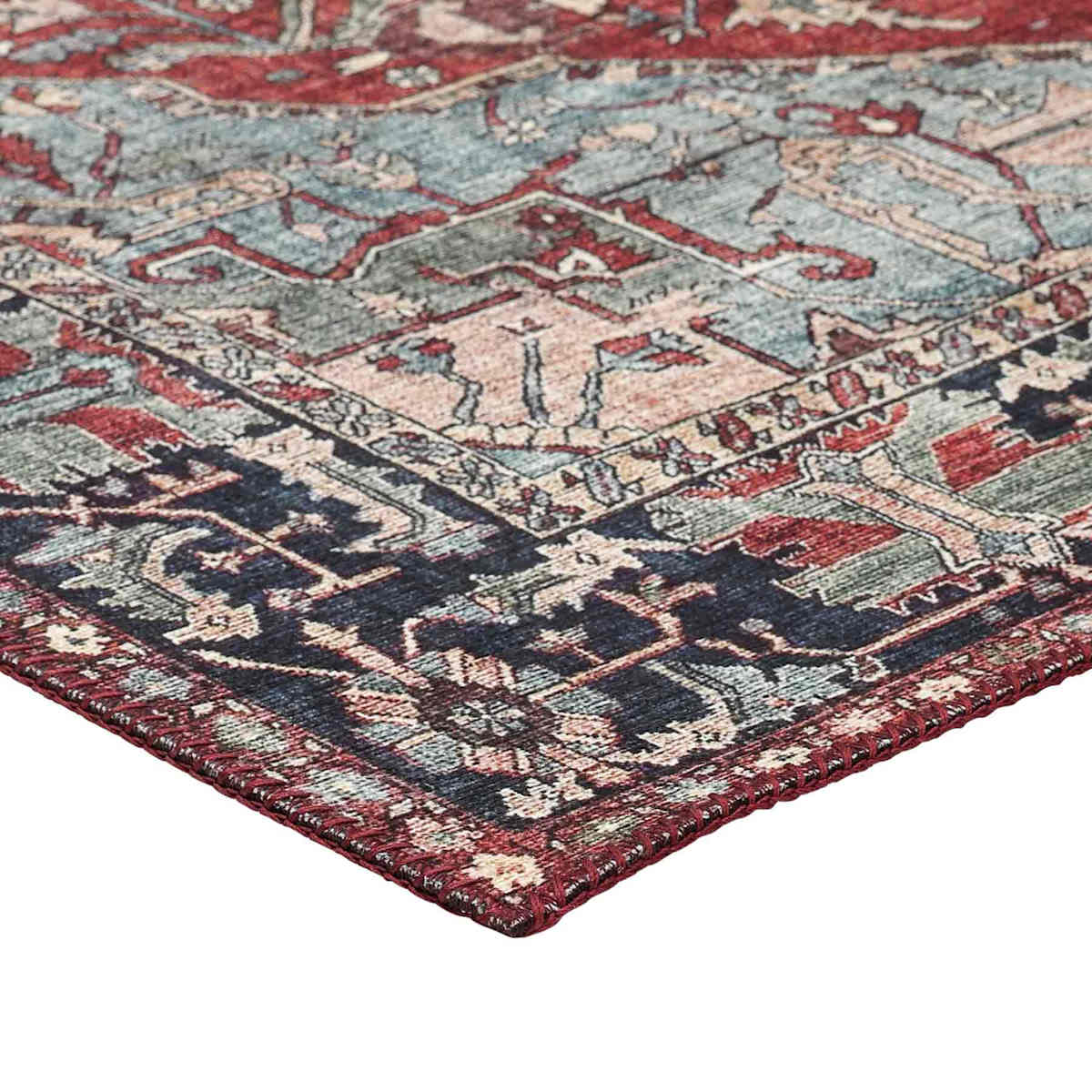 D473) Fenix Red Medallion Chenille Area Rug, 5x7