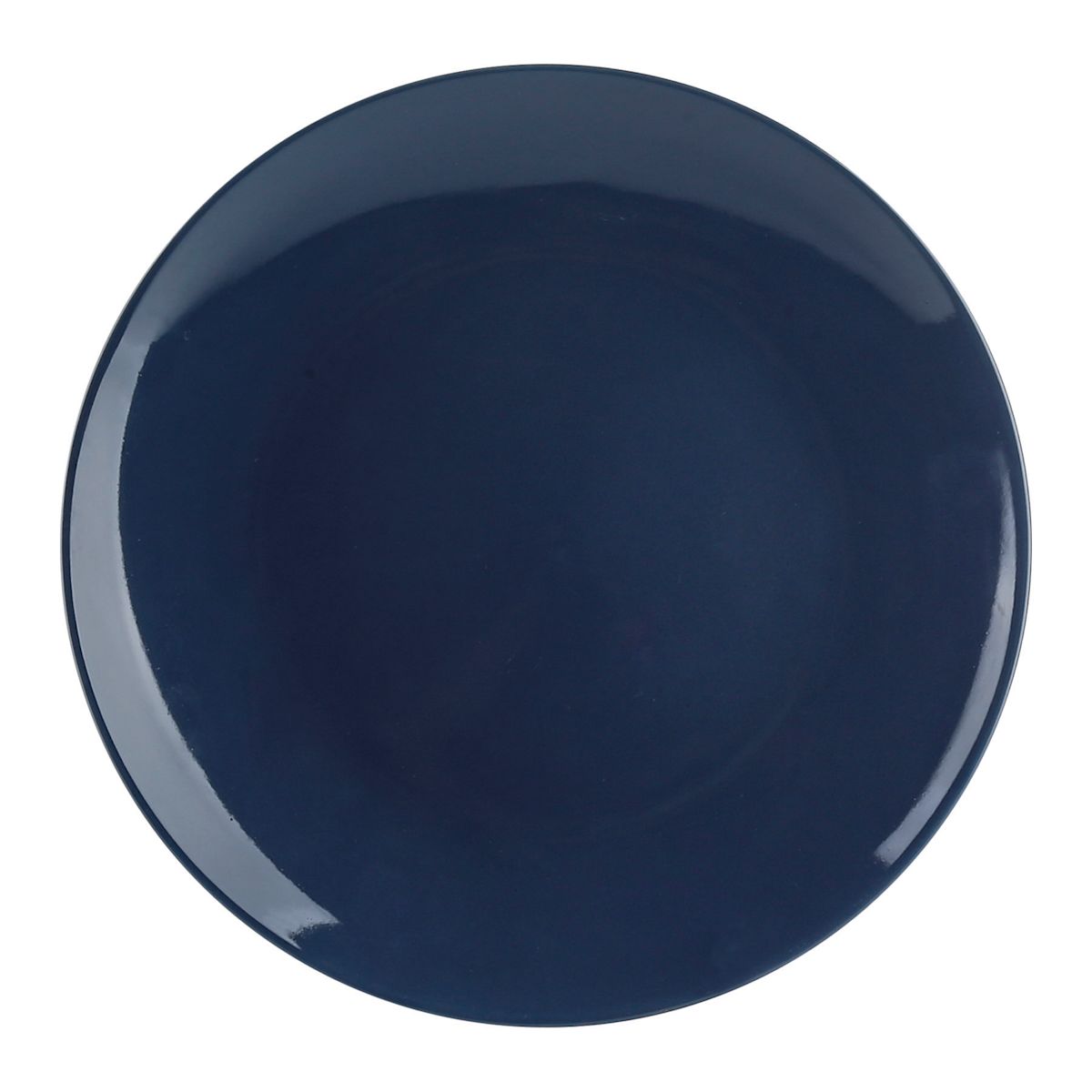 12 Piece Stoneware Dinnerware Set Glossy Dark Blue