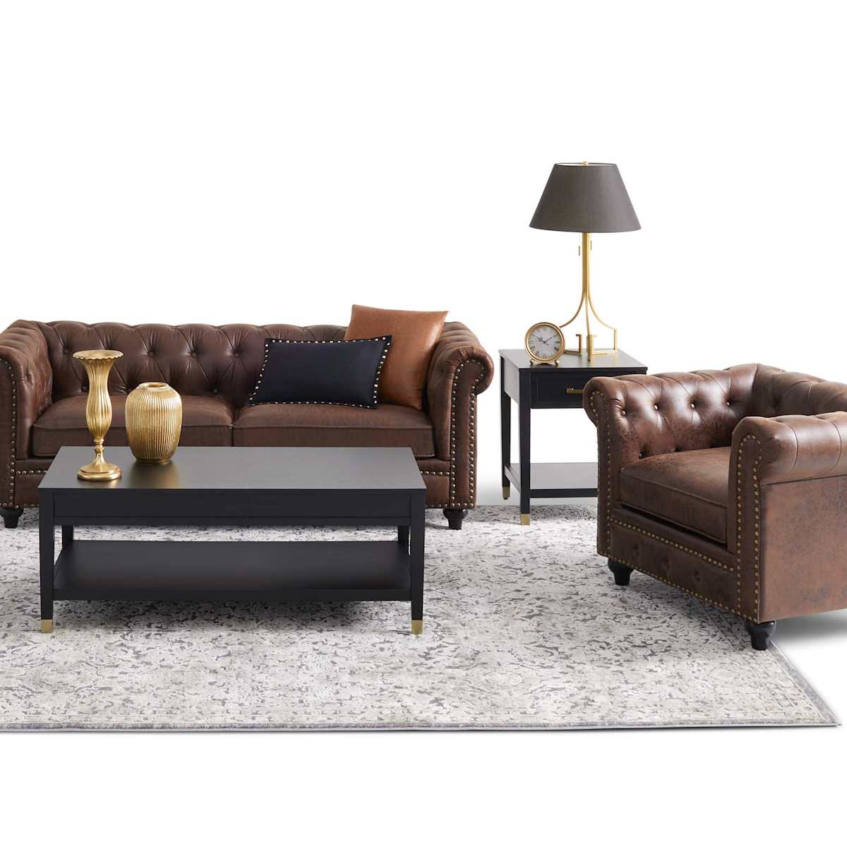 Chesterfield Brown Armchair At Home