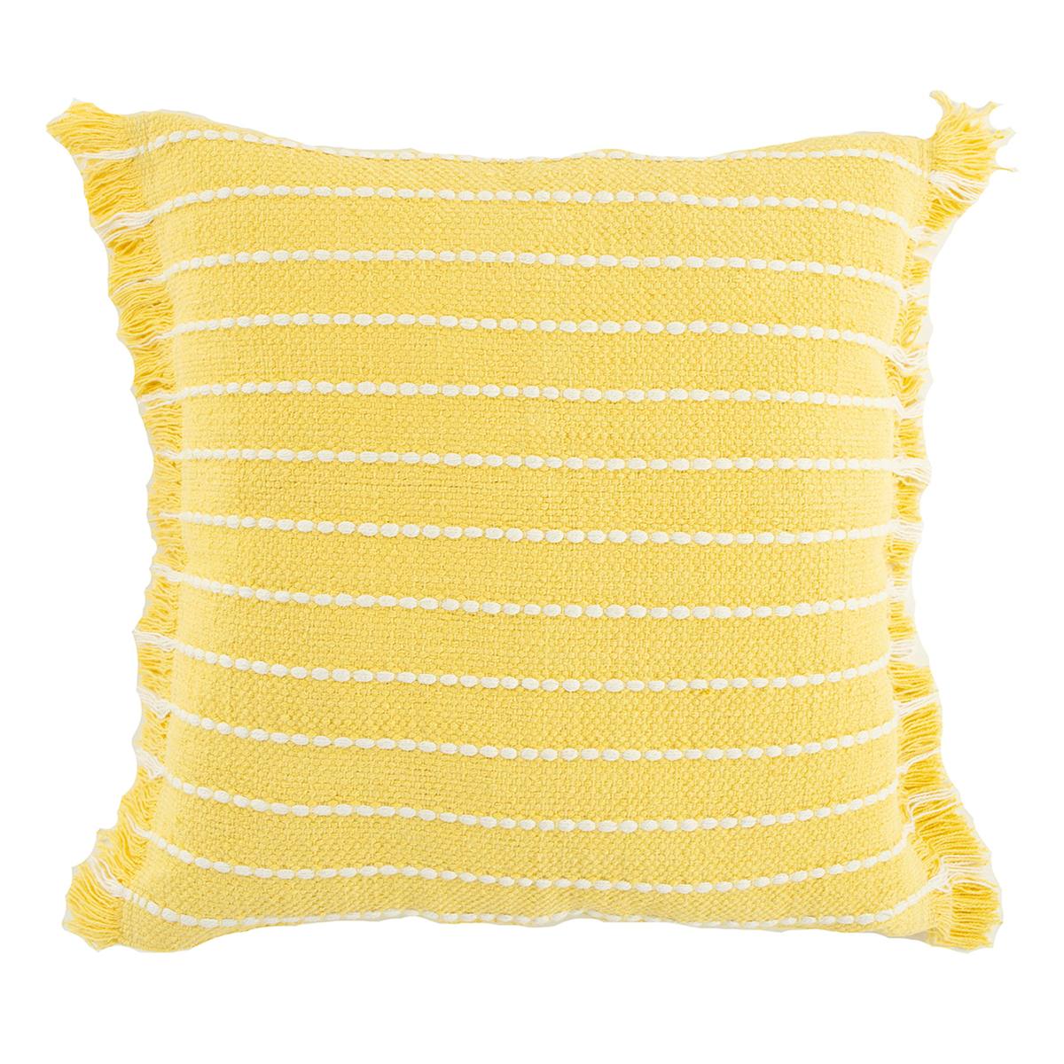 Yellow tassel pillow sale