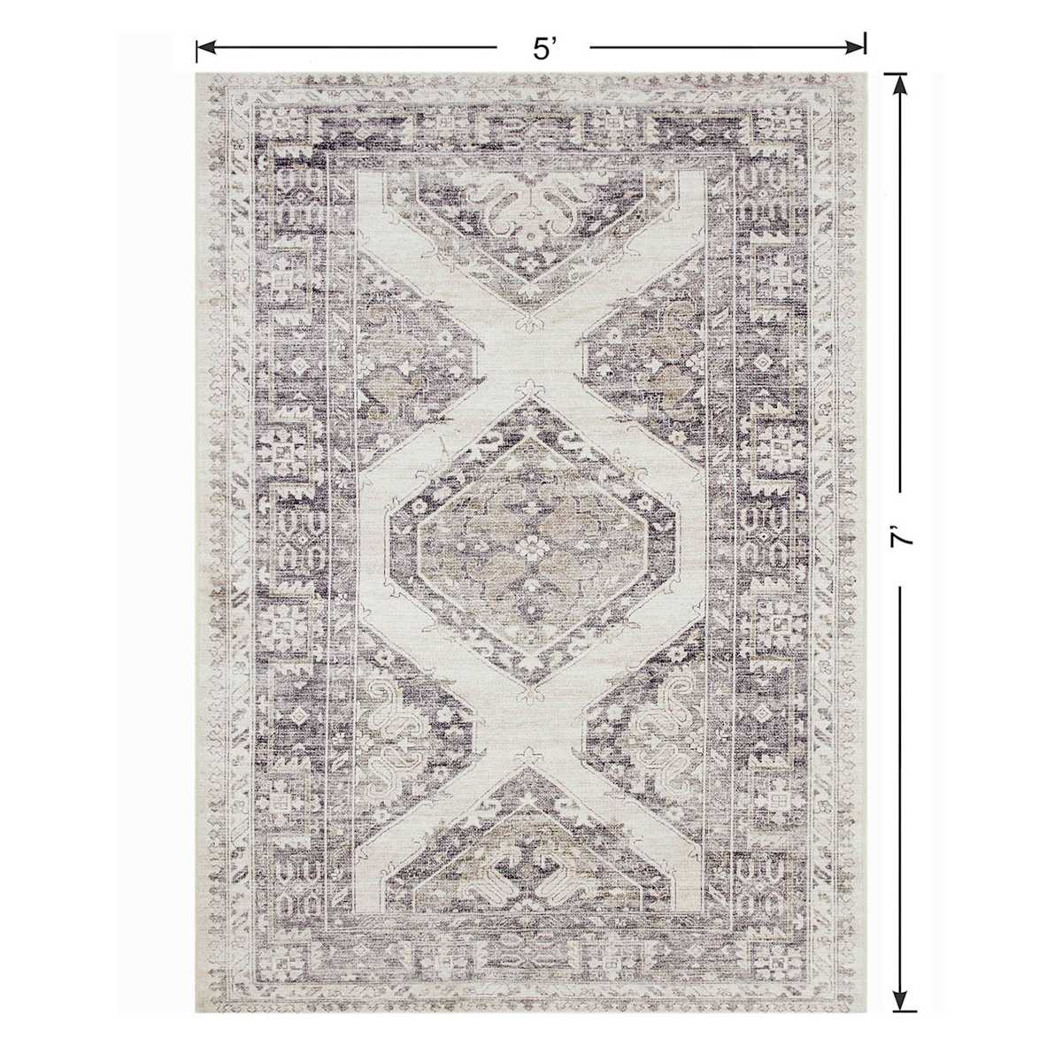 Grey and White Floral Washable Area Rug 5x7 Washable Rugs At Home