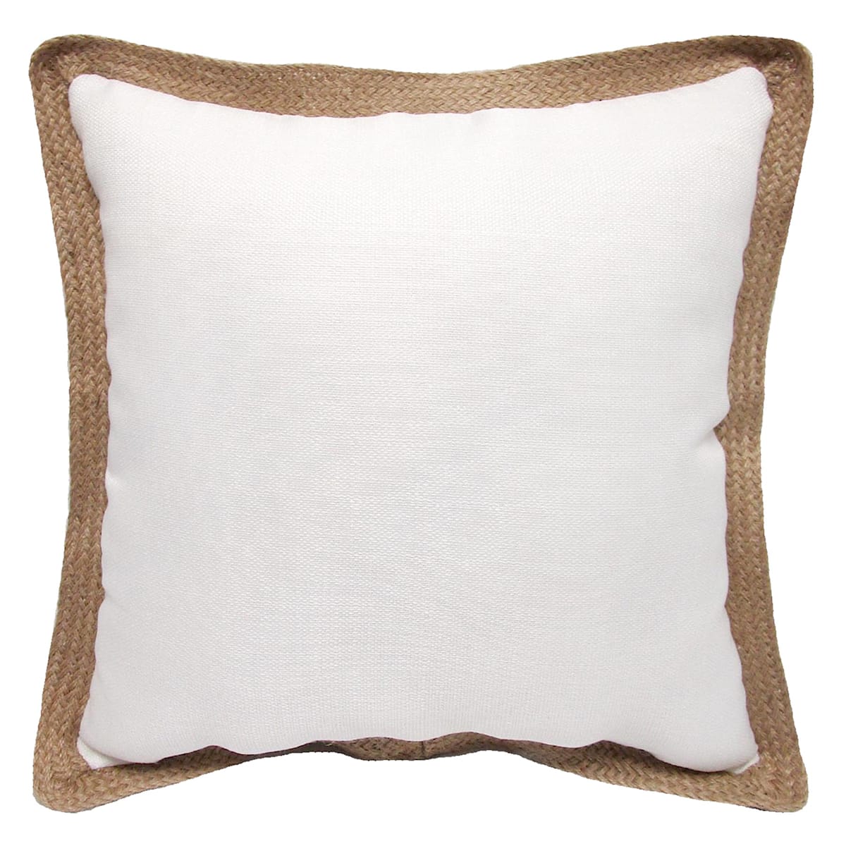 Olinen white outdoor throw pillow with jute trim outdoor deco At Home