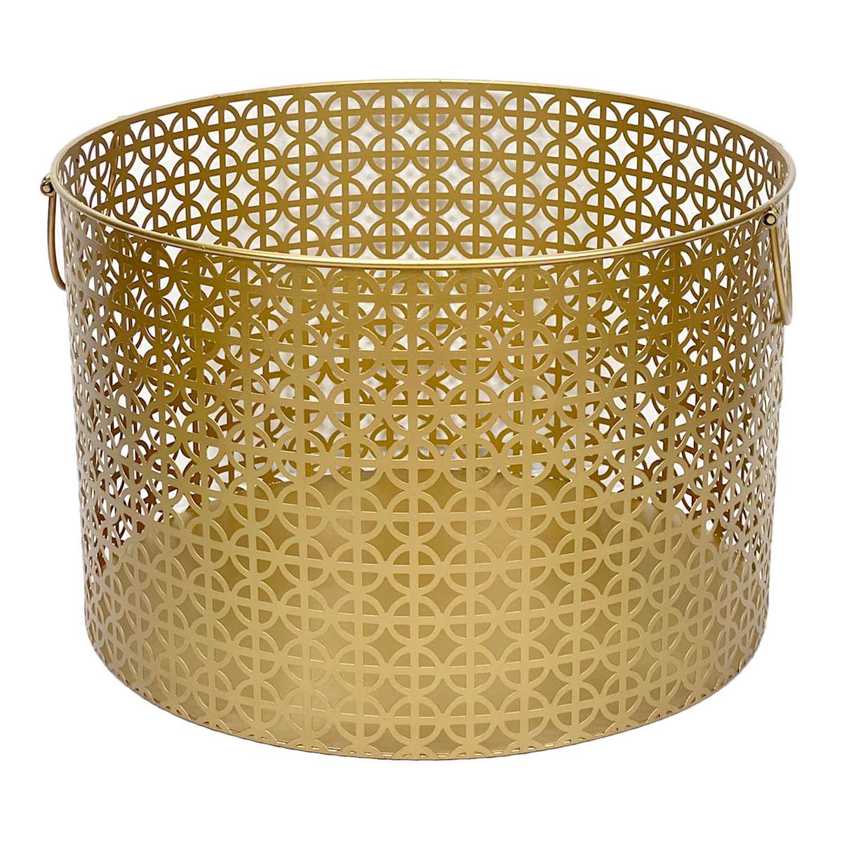 Geo Gold Round Metal Storage Basket Large