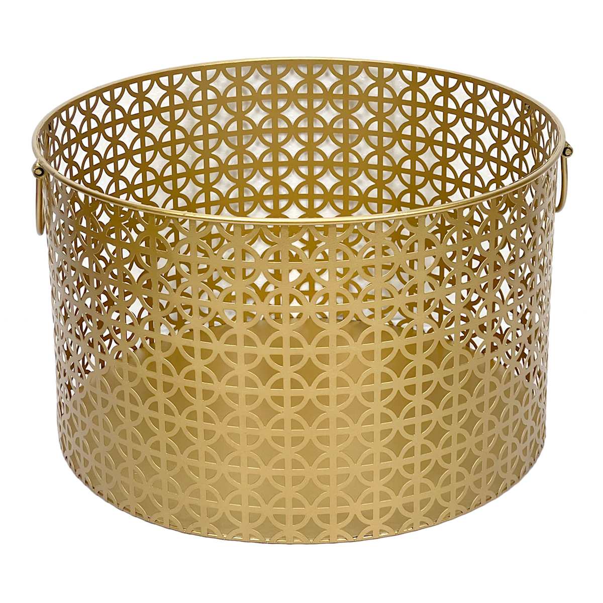 Geo Gold Round Metal Storage Basket Medium At Home
