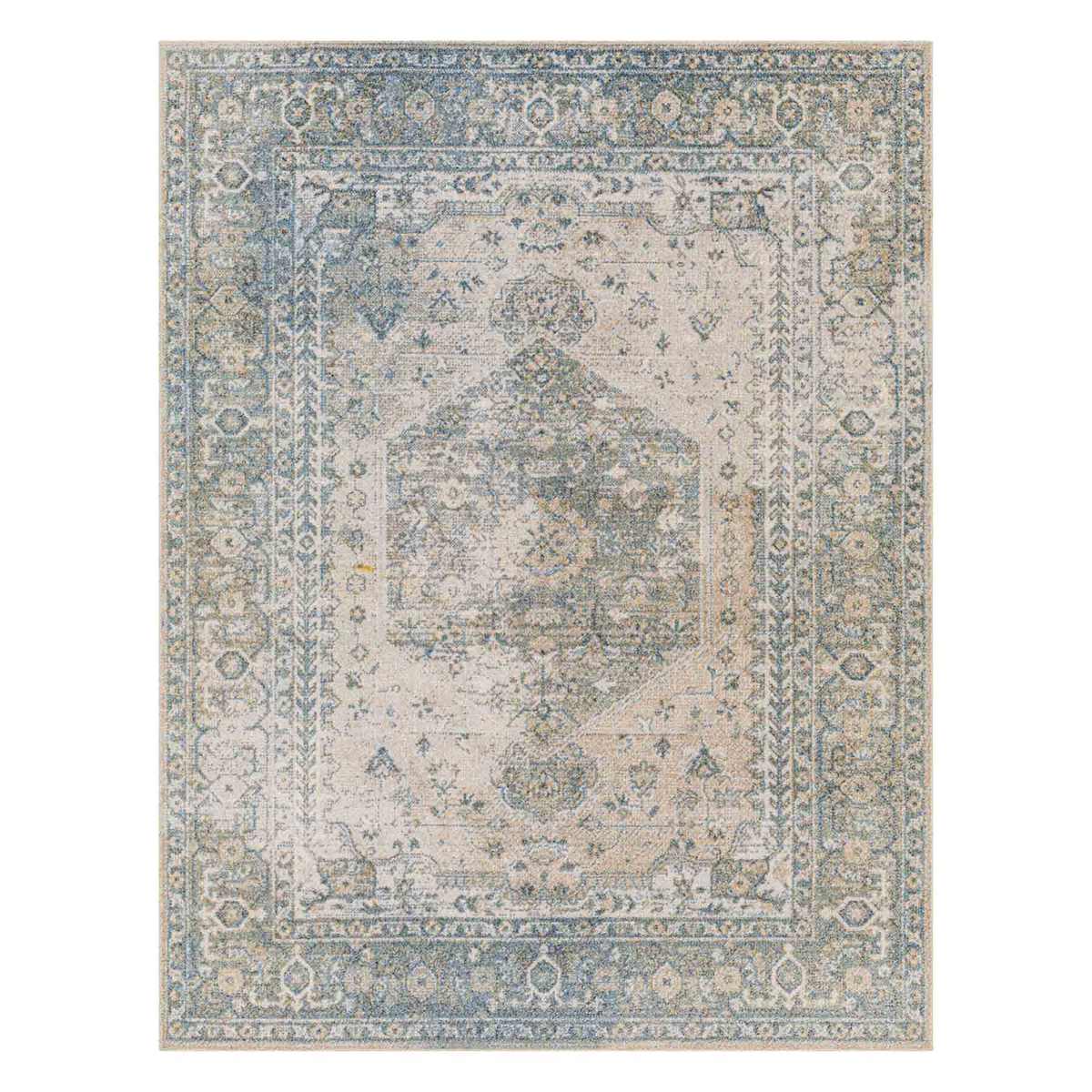 D590) Lillian Blue Multi Medallion Washable Area Rug, 8x10
