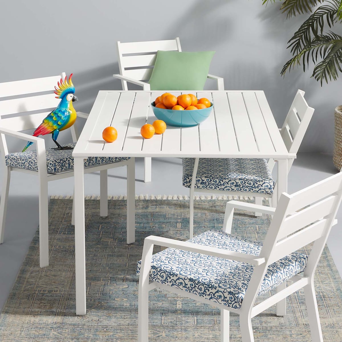 Grammercy White Steel Slat Patio Dining Table 60x36 At Home