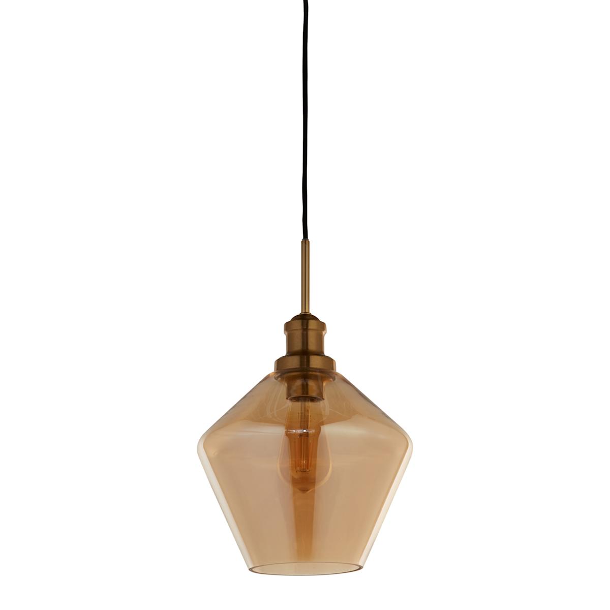 Amber Geo Glass Hardwire Pendant Light 9