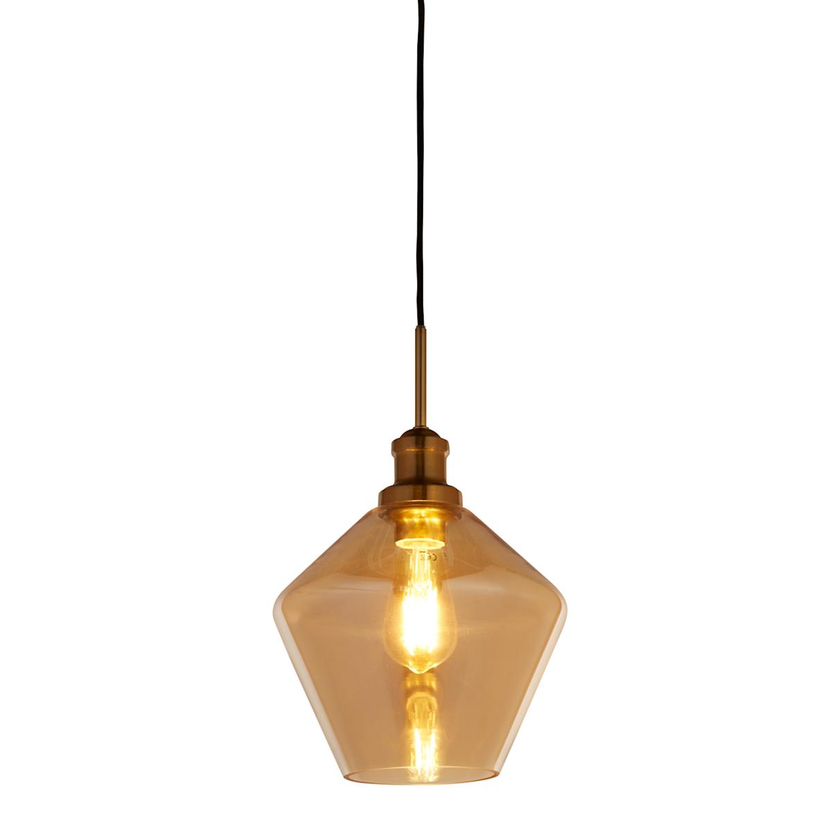 Amber Geo Glass Hardwire Pendant Light 9