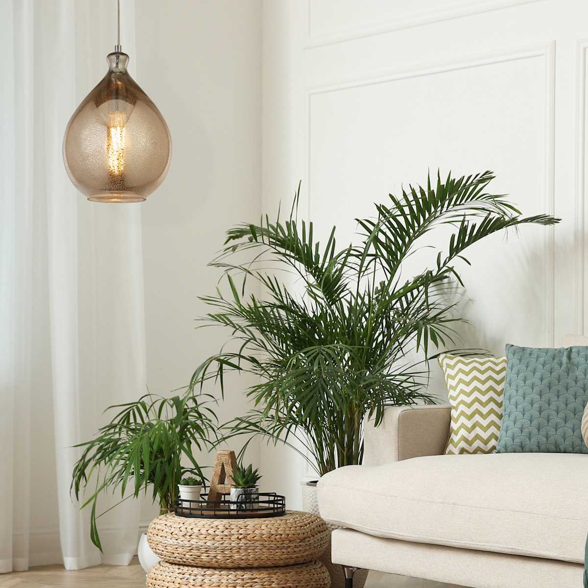 Large mercury glass pendant light top