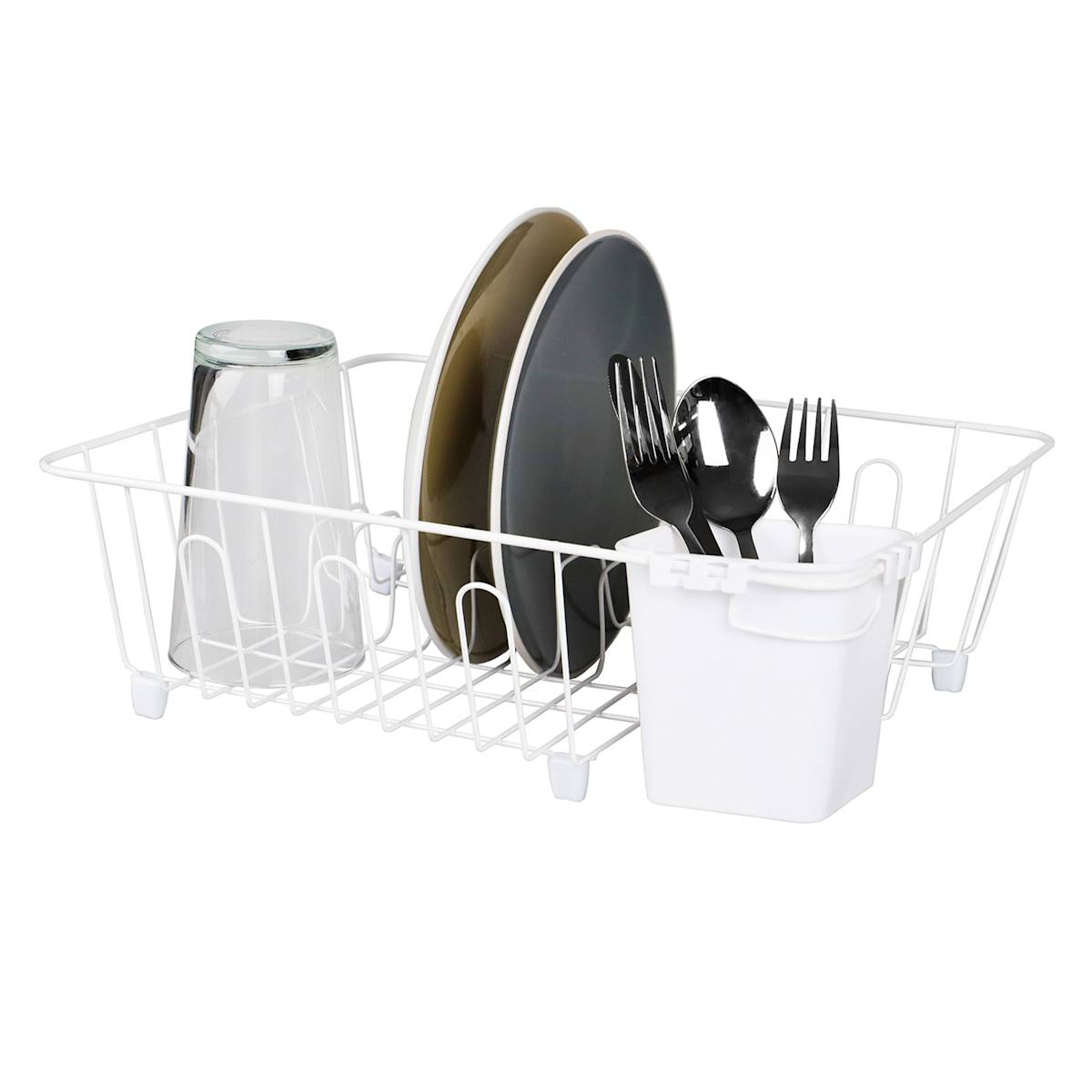 White Wire Dish Rack with Holder