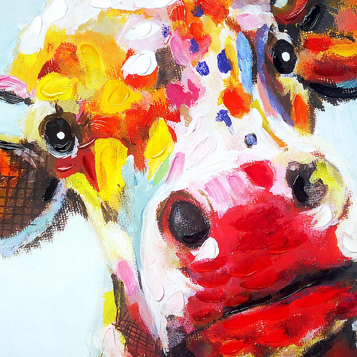 Colorful Cow Embellished Canvas Wall Art, 35