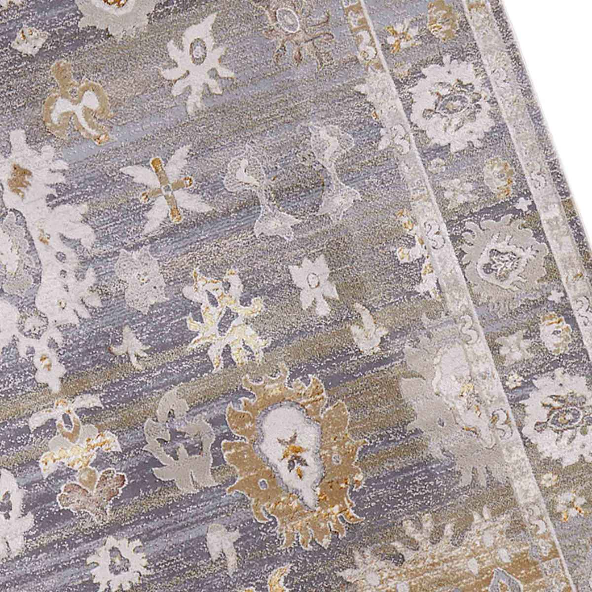 Found &amp; Fable Thornhill Grey &amp; Gold Floral Medallion Area Rug 7x10 