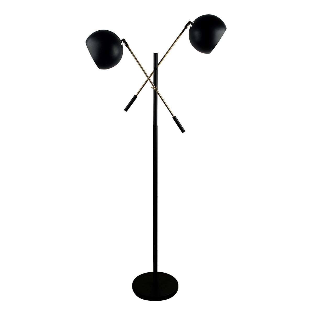 Crosby St. Black 2 Light Finish Floor Lamp with Metal Dome Shade 60