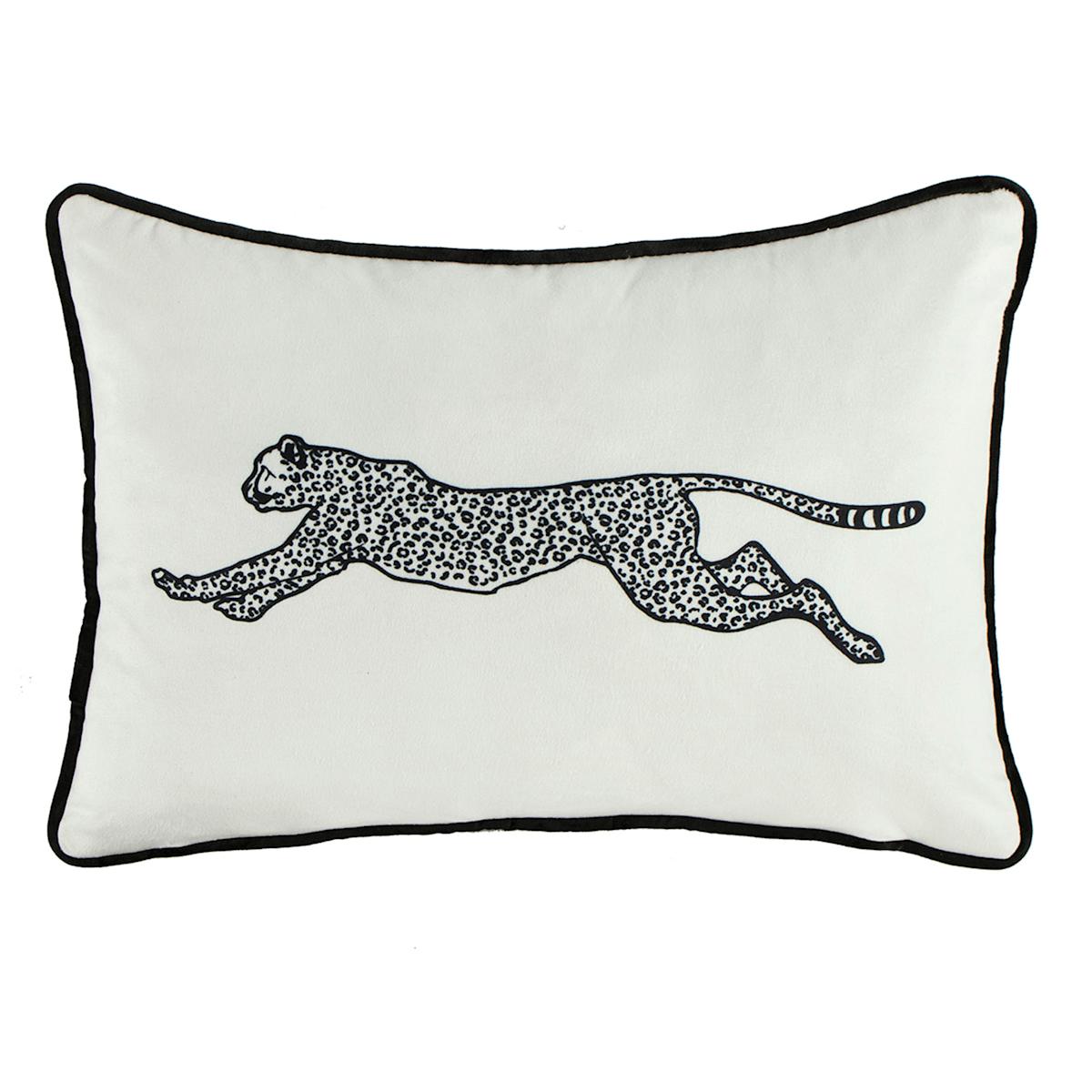 Glambition Black White Running Leopard Throw Pillow 13x18