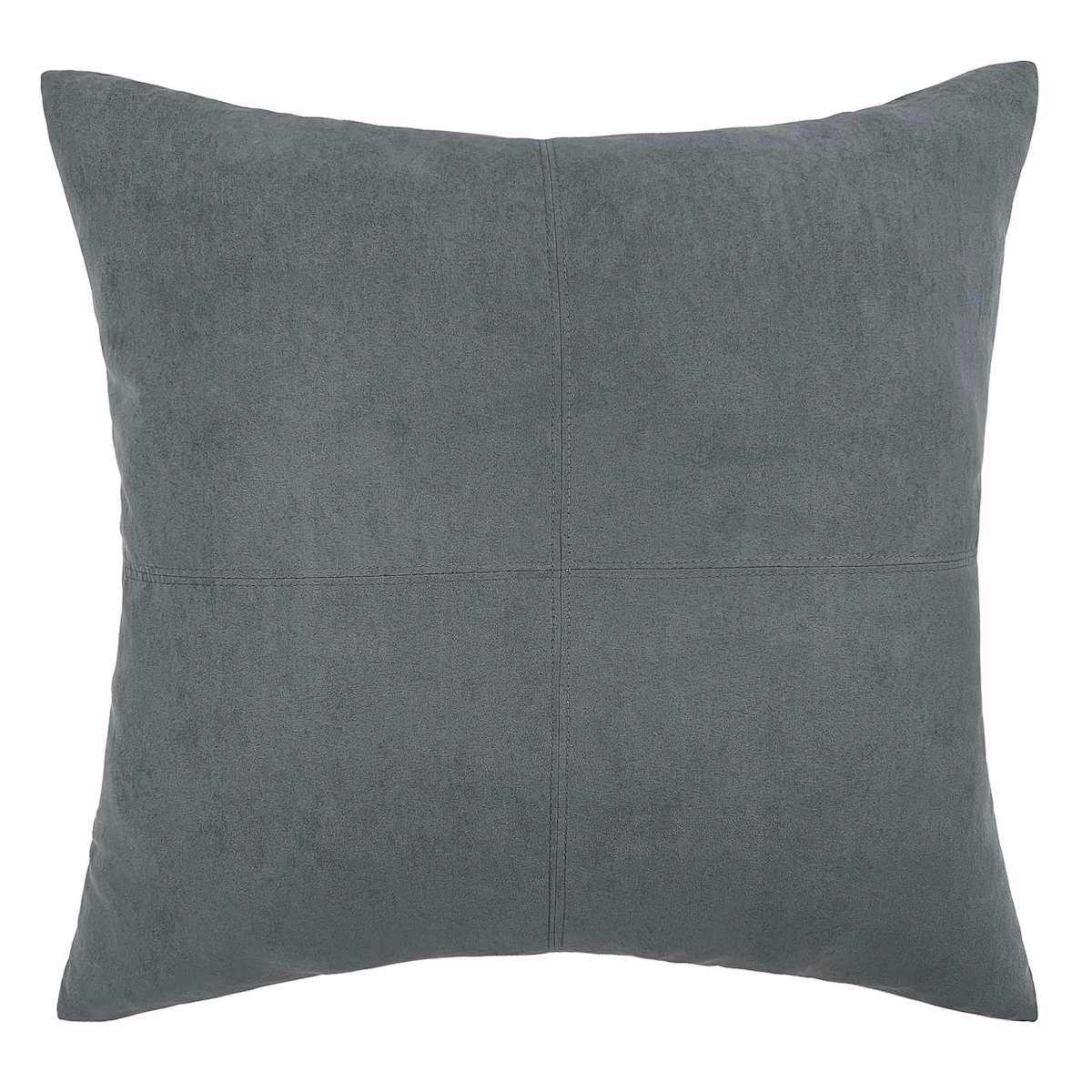 Slate Grey Faux Suede Throw Pillow 24