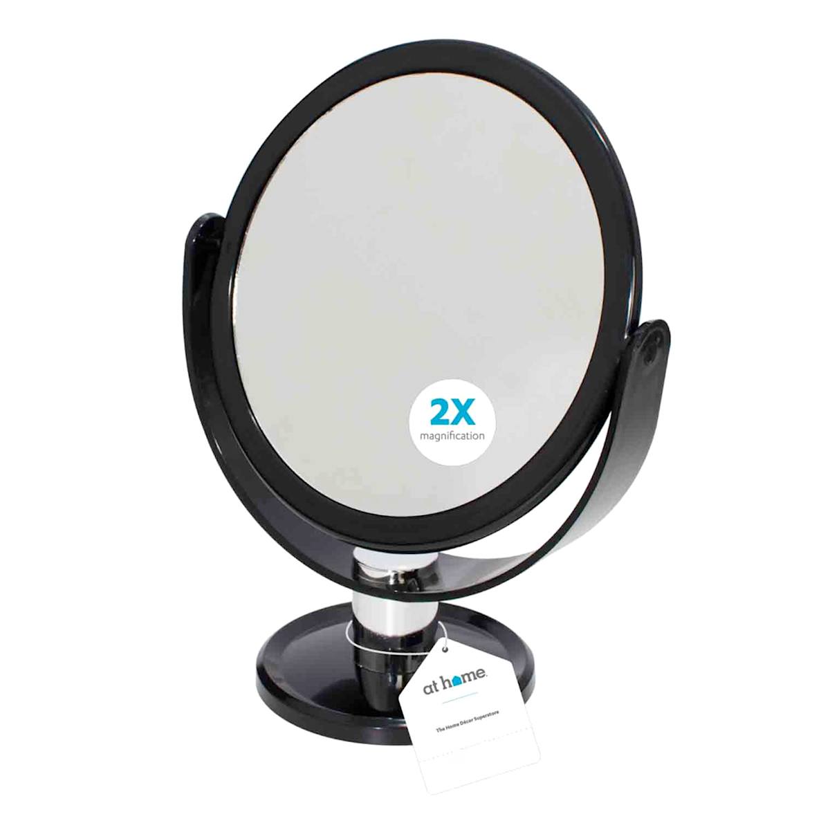 2 Sided Mirror Round 2X Magnification Black