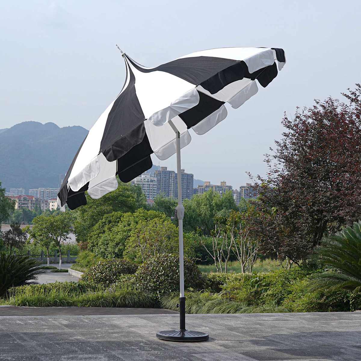Providence Black White Tip Top Round Umbrella At Home