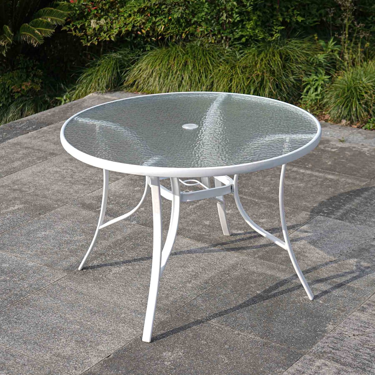 White Steel Round Patio Table 42
