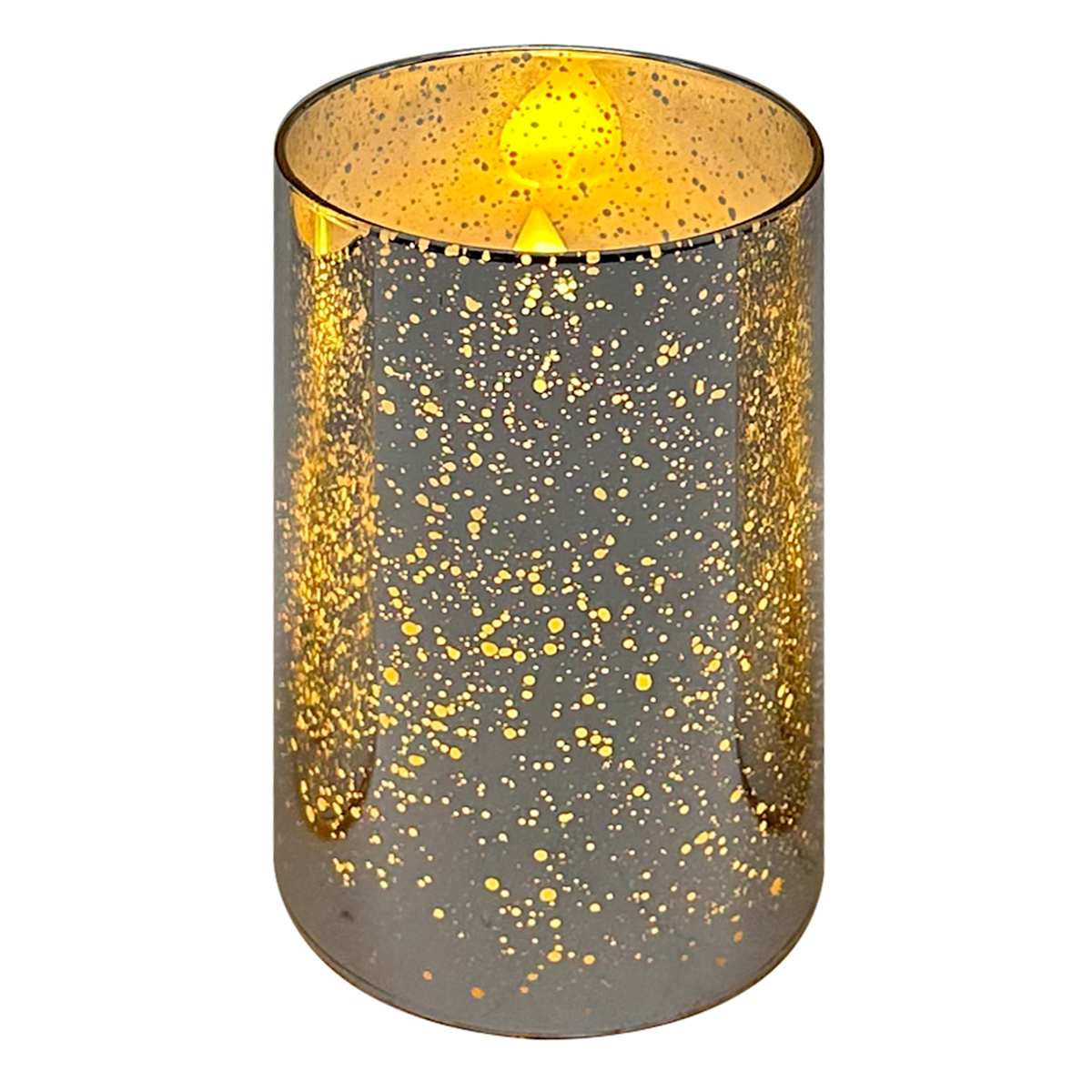 Providence Gold Mercury Glass LED Pillar Candle 3x5