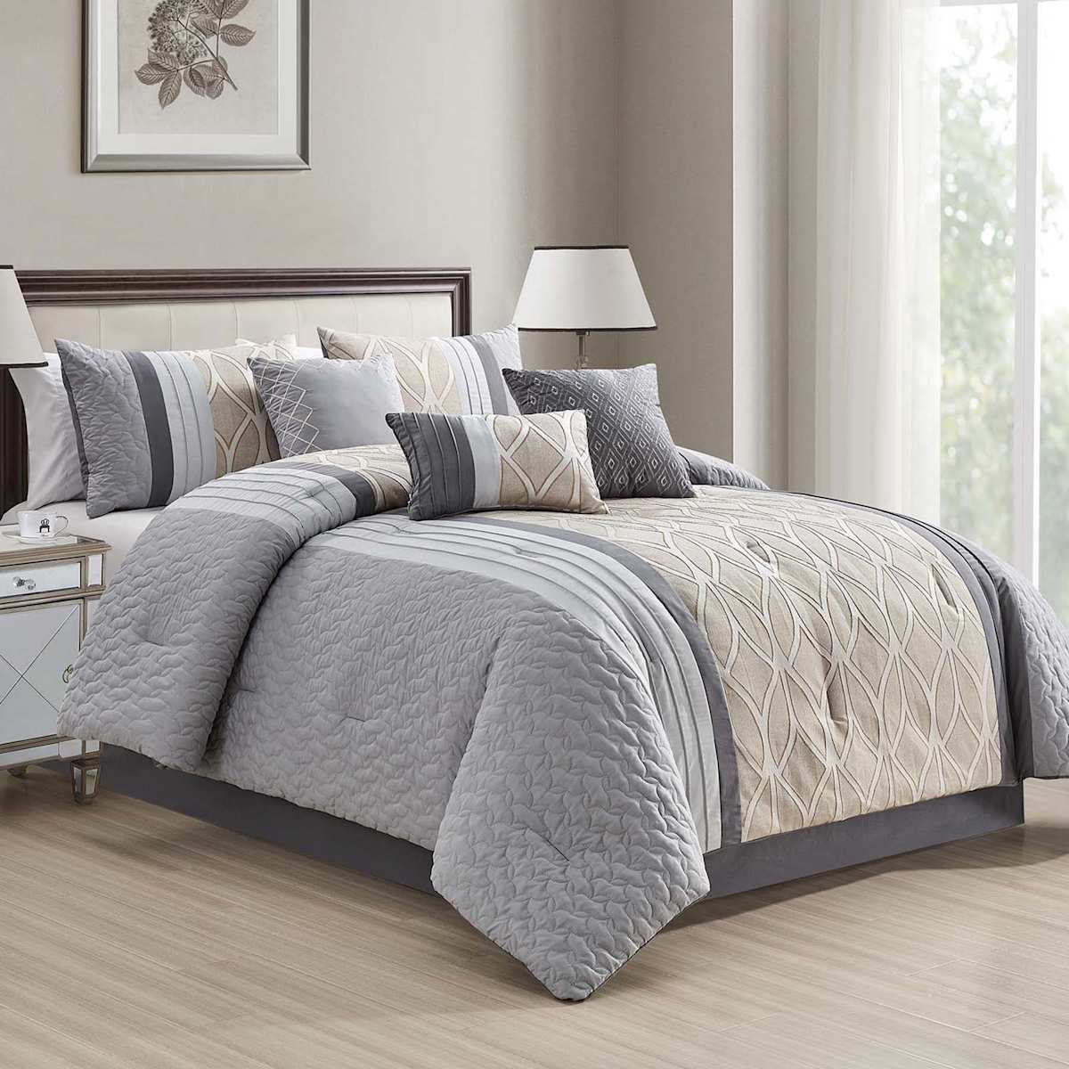 7 Piece Asher Multicolor Comforter Set King